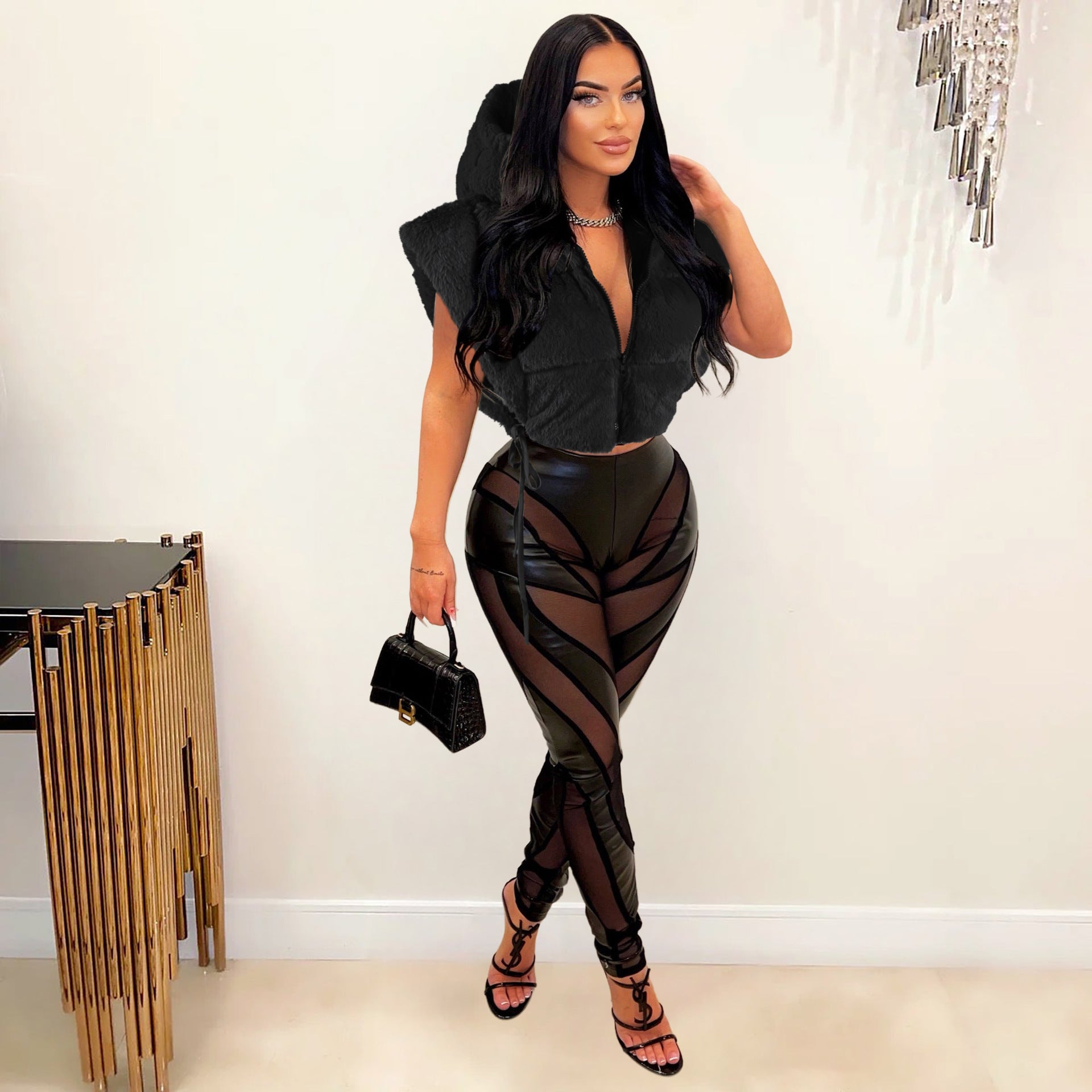 Women winter hooded warm vest jacket 12