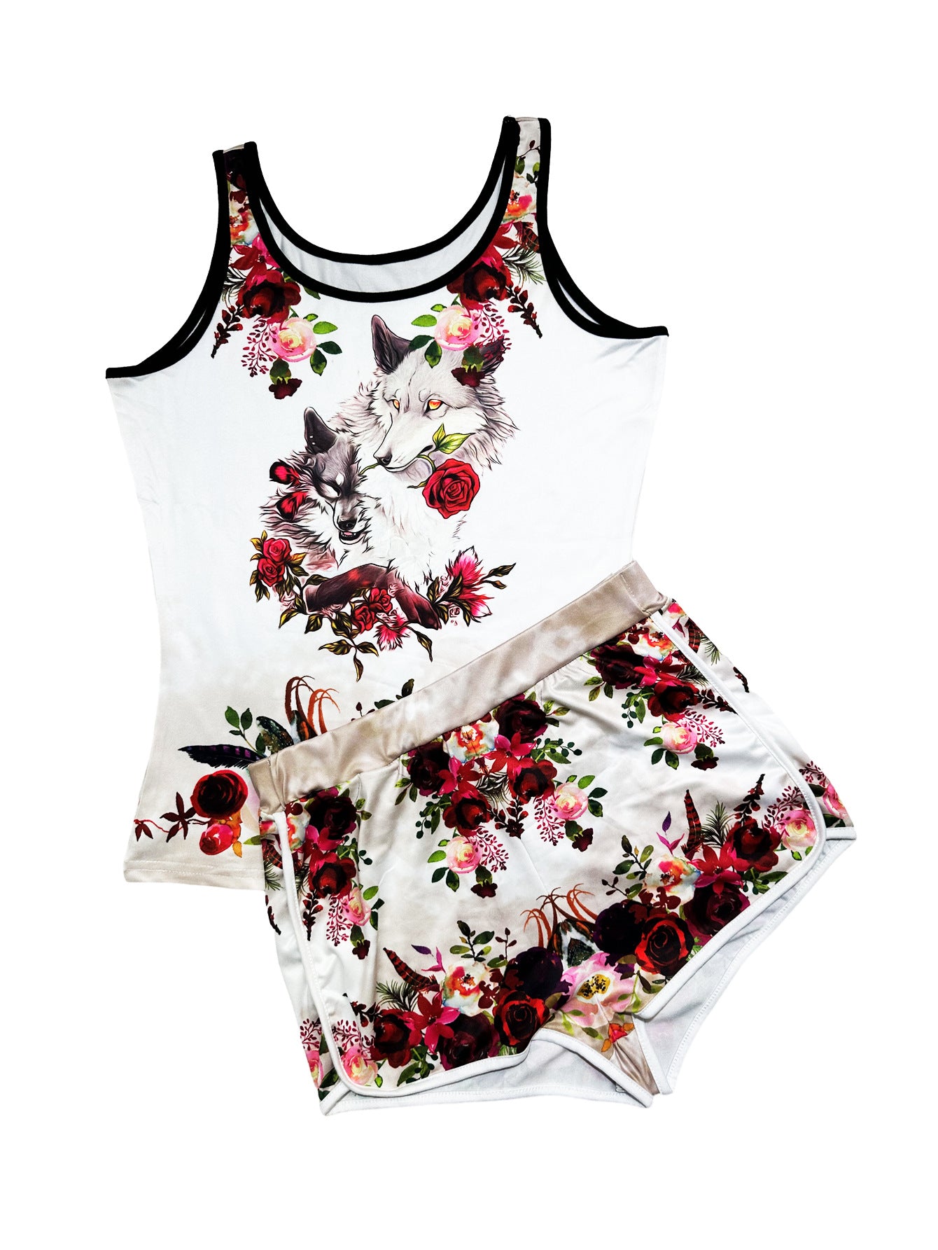 Women's clothing sexy tight fitting print vest shorts two-piece set 30