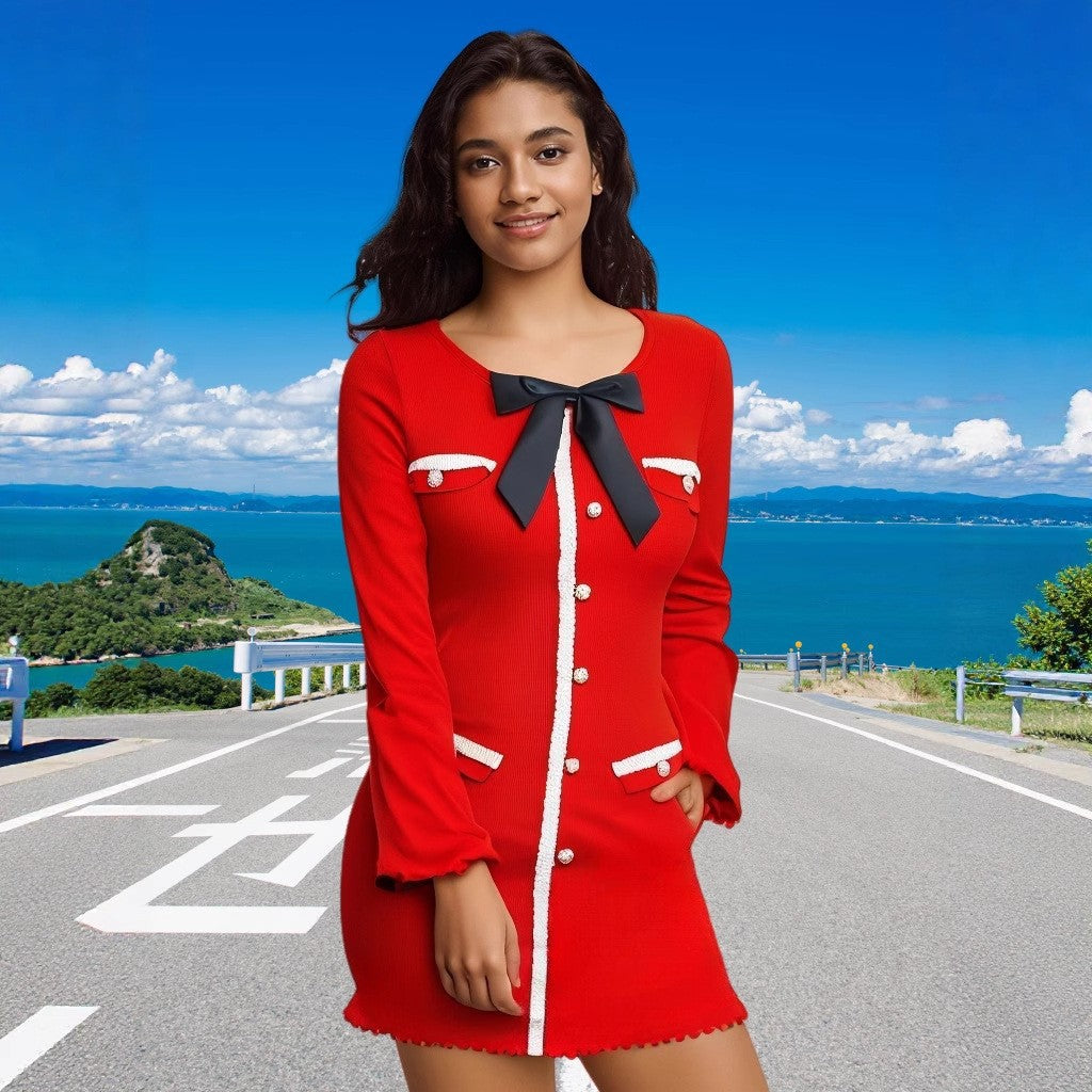 Chic Fashion Knit Long-Sleeve Bodycon Women's Dress 11