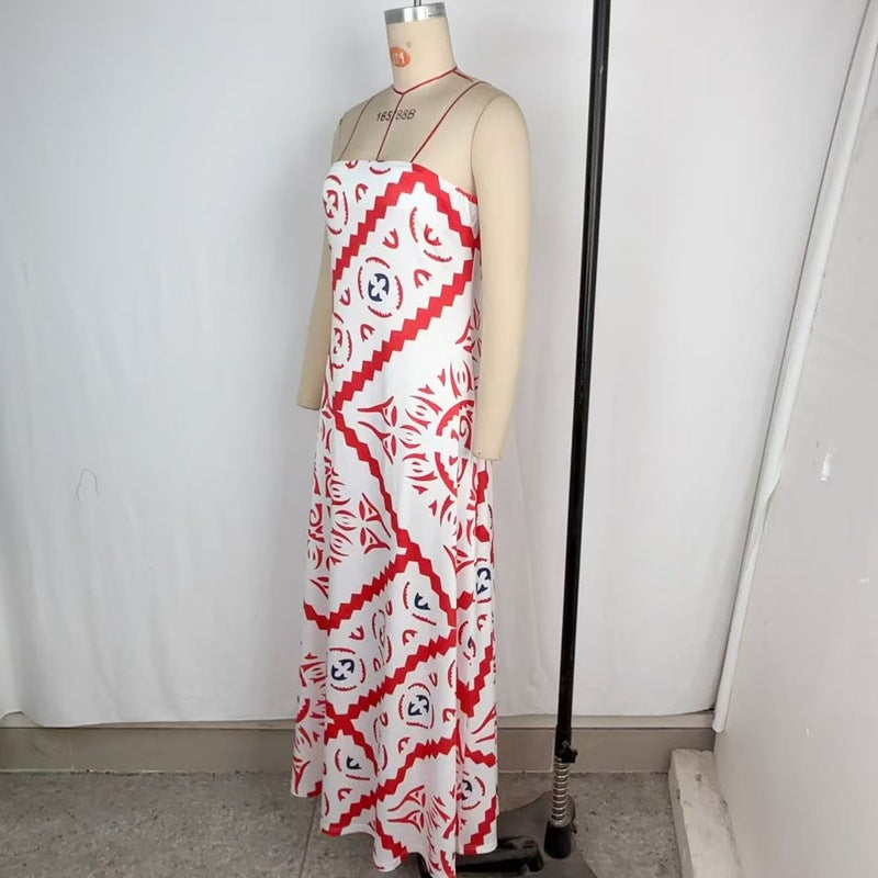 Printed Loose Casual Sexy Beach Vacation Long Dress 7