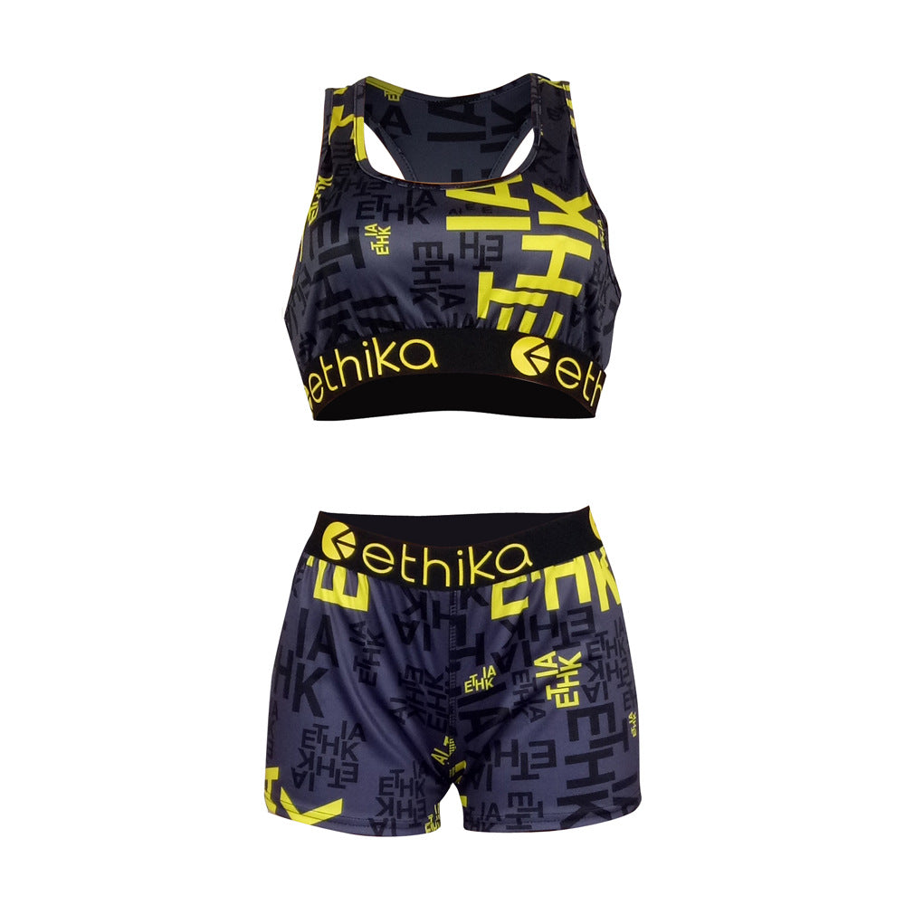 Women Summer Cartoon Printed Top and Shorts Two-piece Set 17