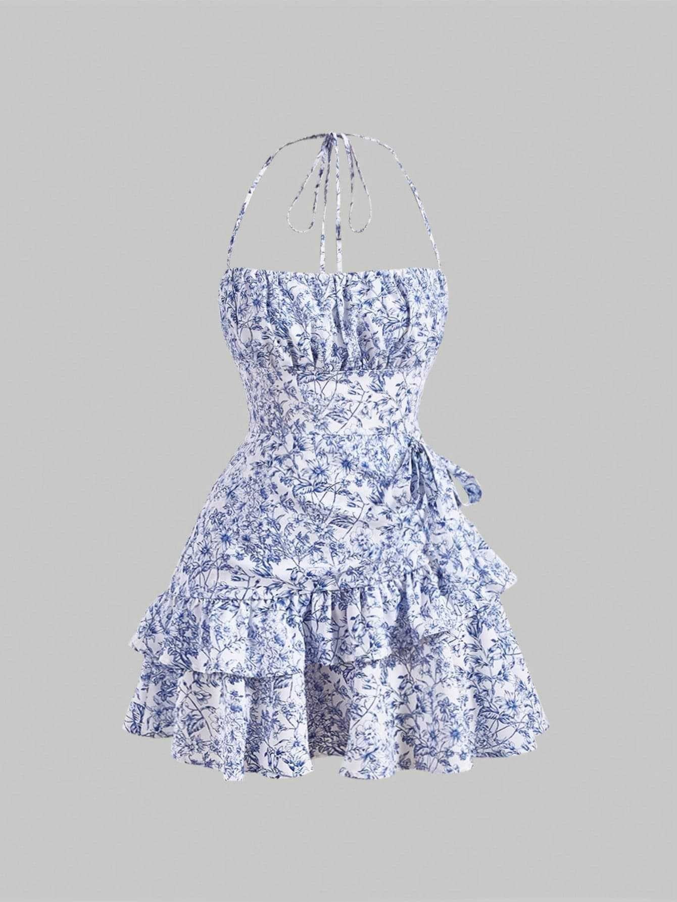 Women floral cascading ruffles dress 18