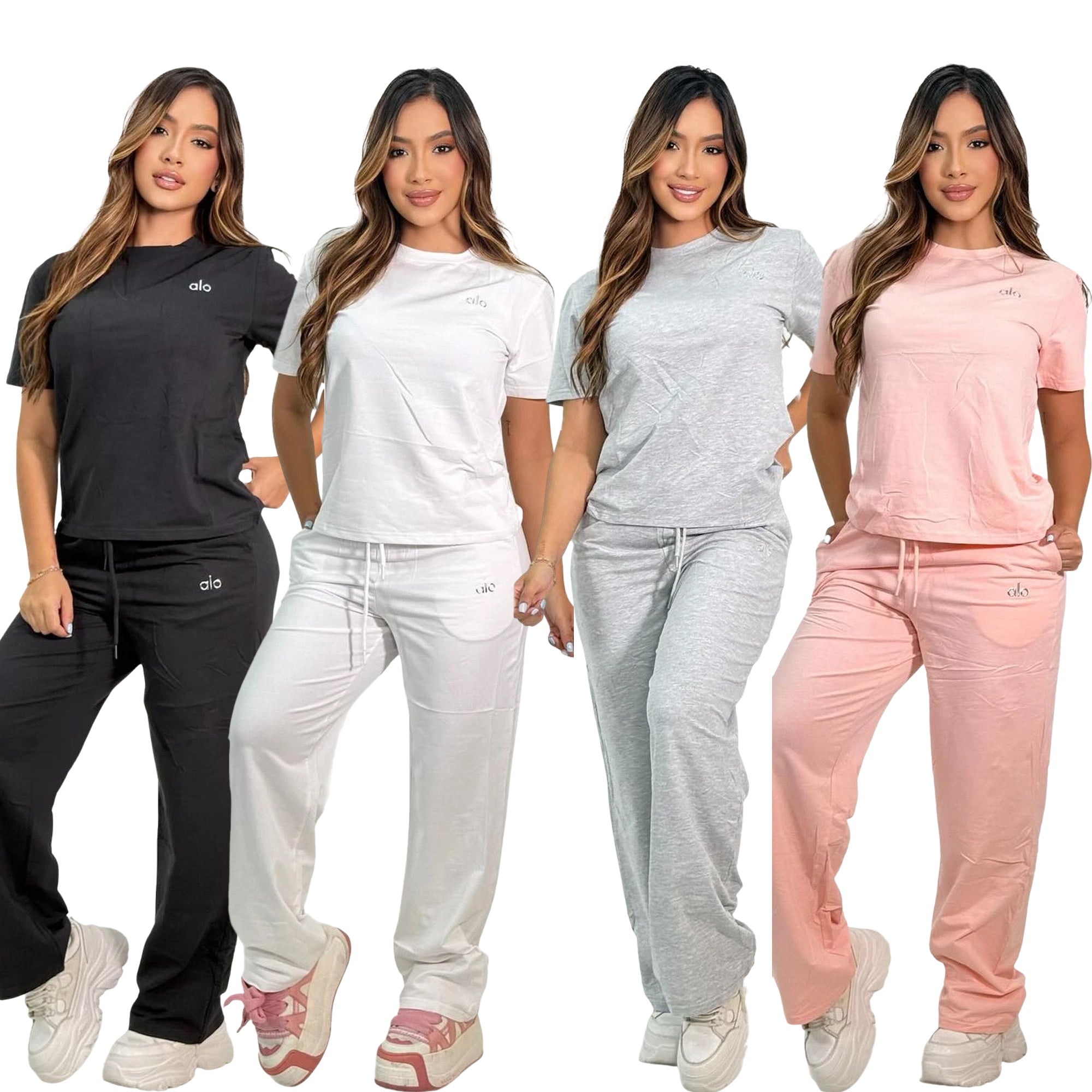 Women's Autumn Fashion Embroidered Casual Cotton Short Sleeve Two Piece Pants Set 10