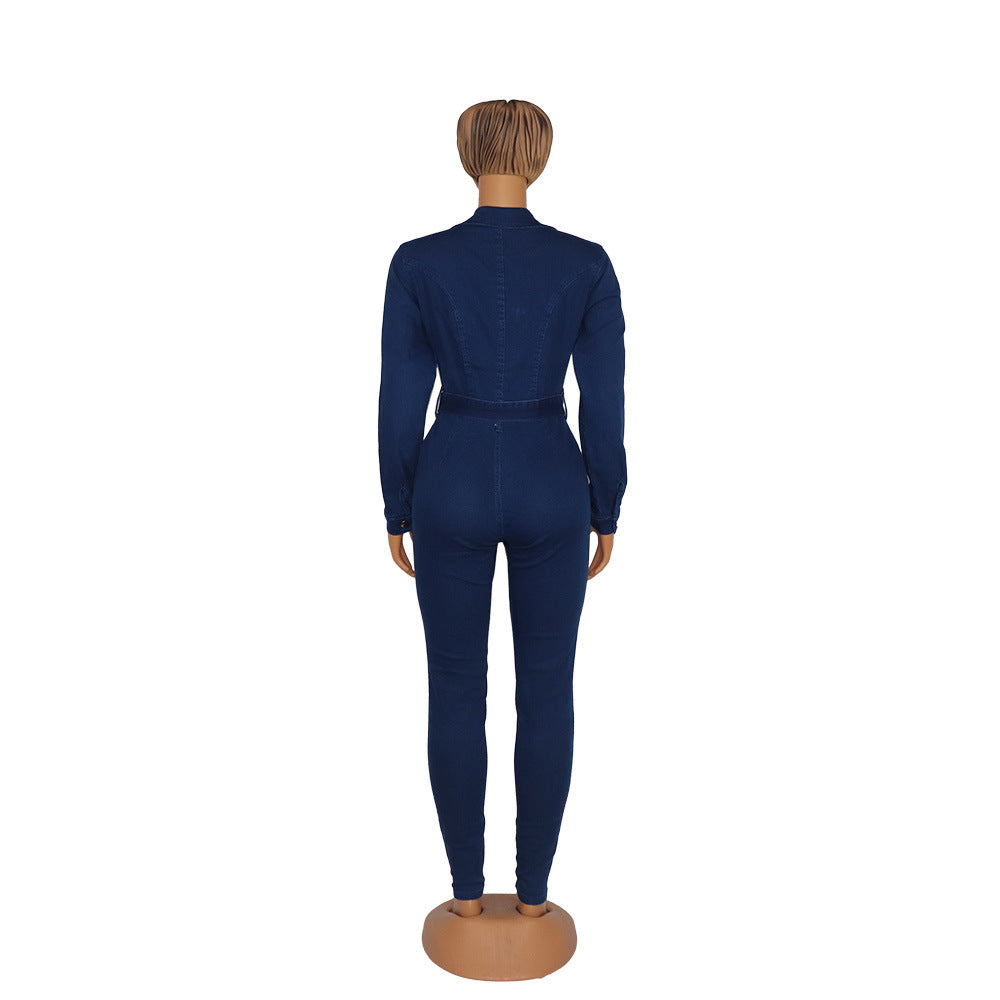 African Women Sexy Denim Jumpsuit 8