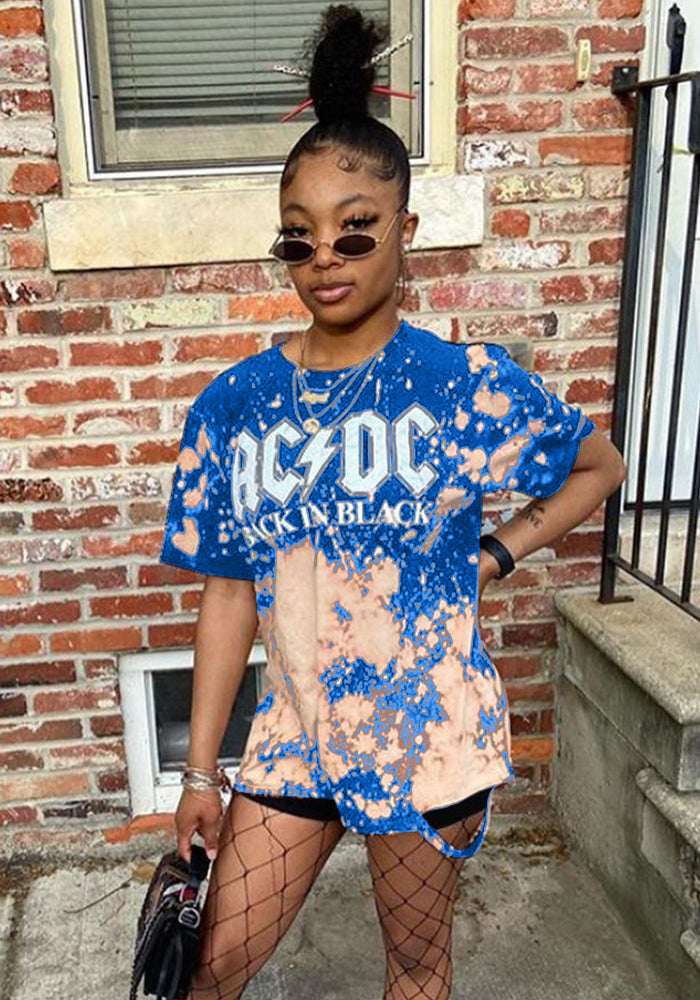 Women's Spring Summer Fashion Style Print Short Sleeve T-shirt shorts two piece Set