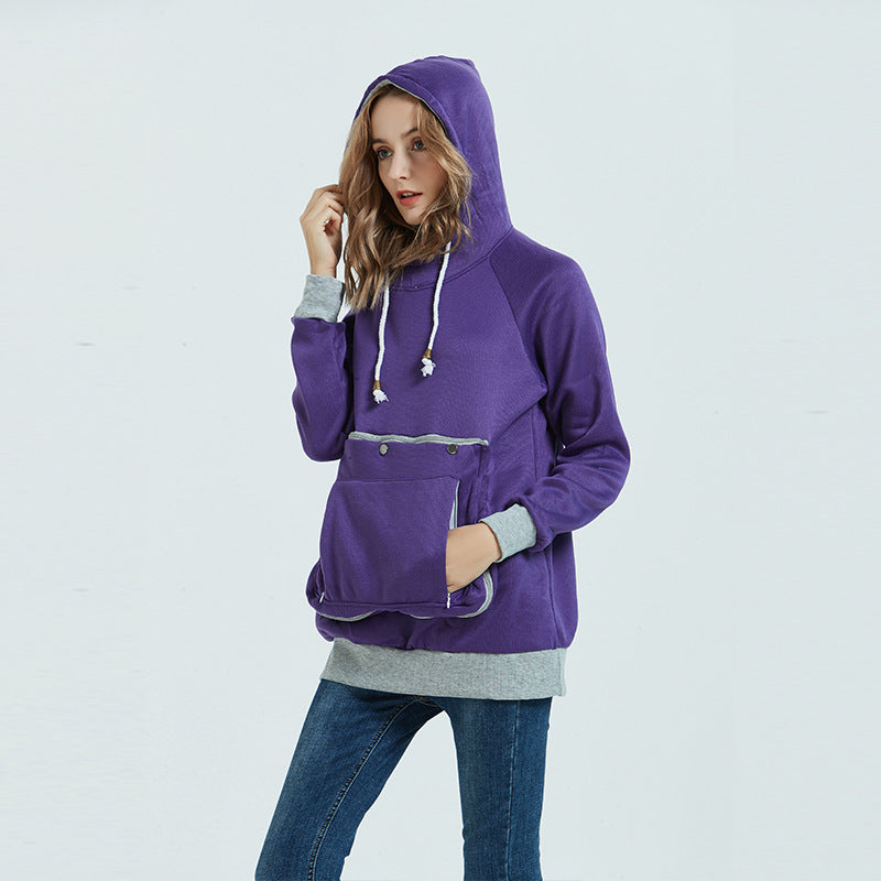 Women Pocket Pet Casual Plush Hoodies Jacket 17
