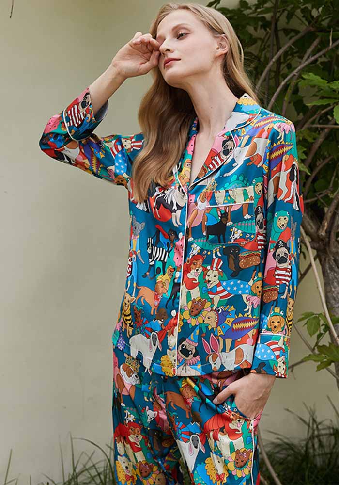 Halloween Dog Women's Pajamas Spring And Autumn Long Sleeve Printed Casual Homewear Set