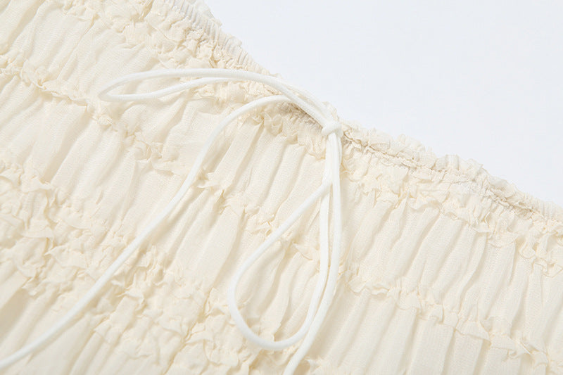 Spring Halter Neck Low Back Vest Pleated Chiffon Sexy Long Skirt Two Piece Set 20