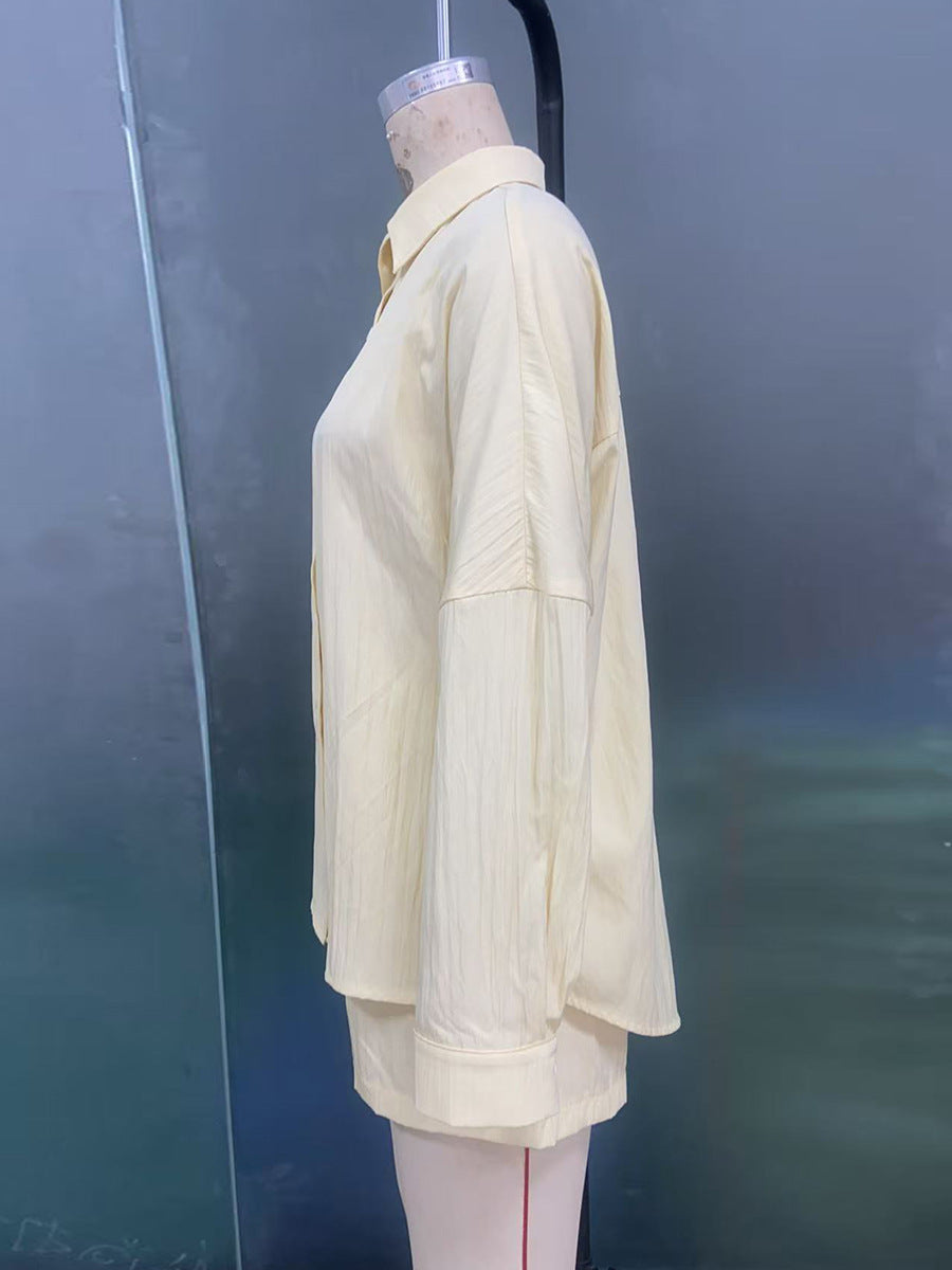 Long-Sleeve Shirt & Shorts Set Summer Two-Piece Outfit 8