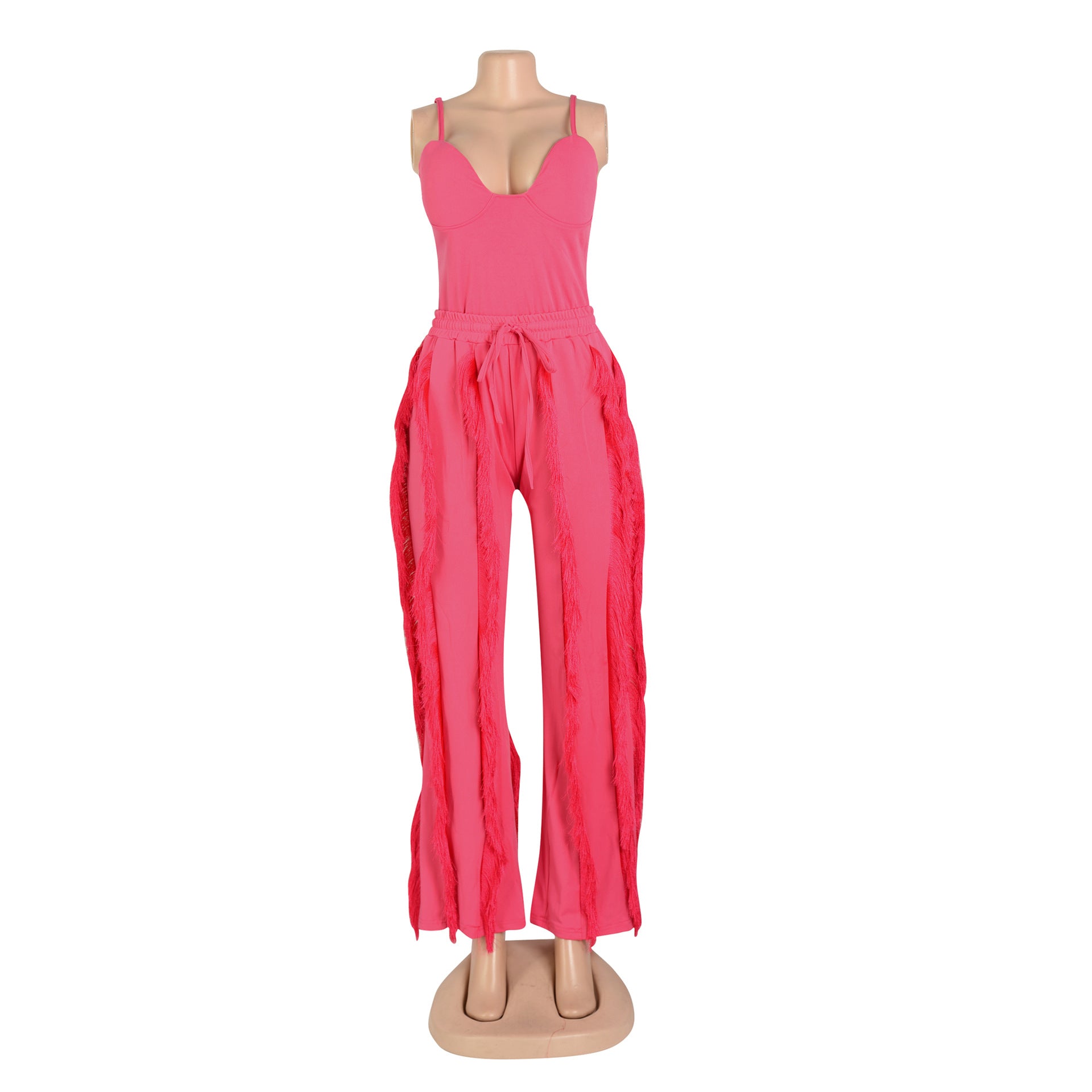 Women's clothing set tassels two-piece pants set 38
