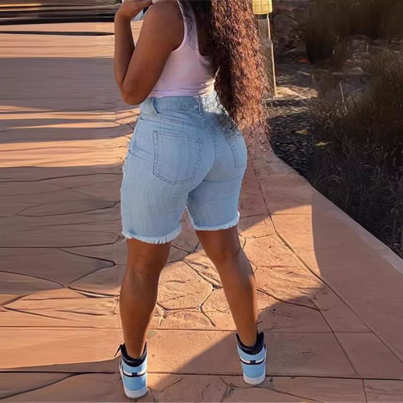 Women summer patch Ripped Denim shorts 3