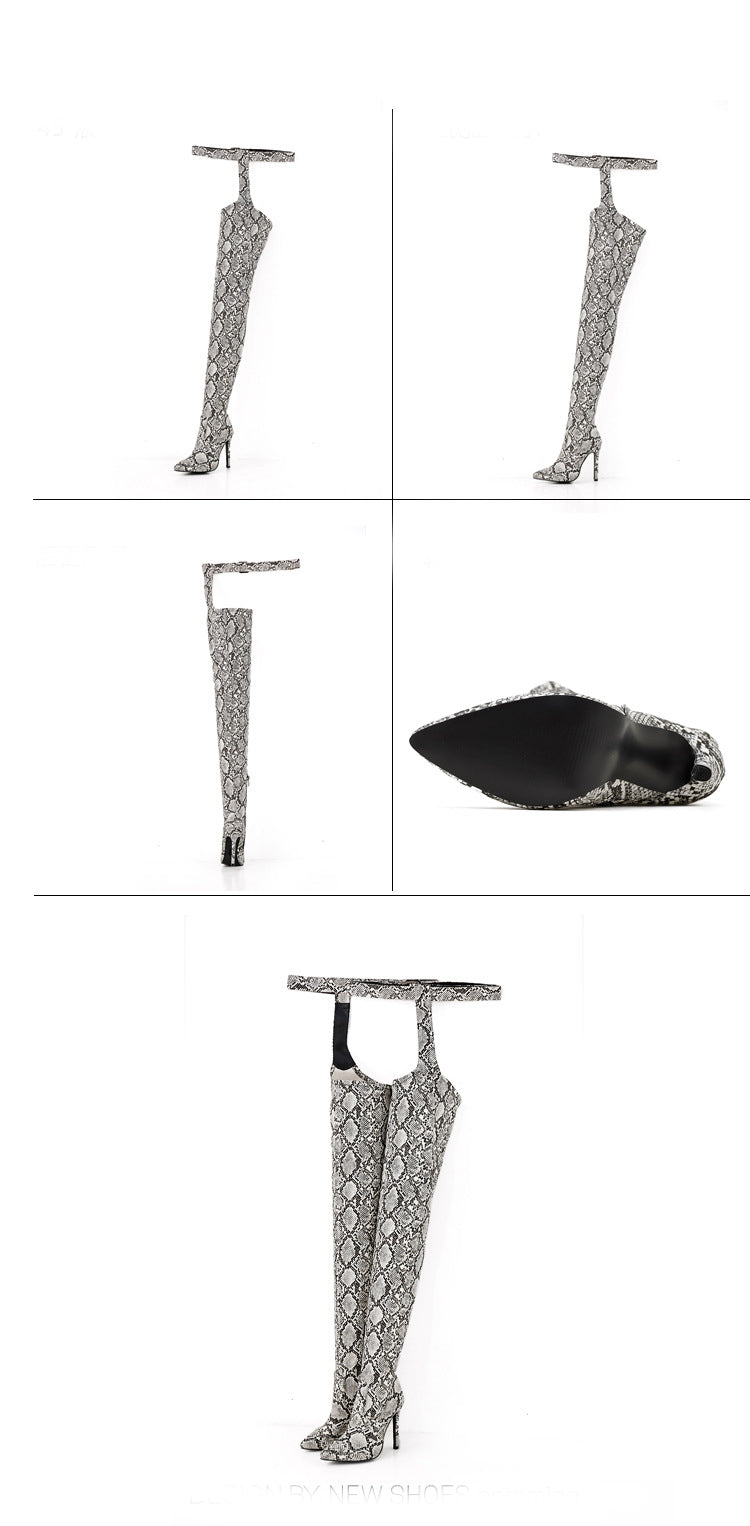 Stiletto Pointed Toe Sexy Over-The-Knee Boots Plus Size High-Heeled Leather Boots 20