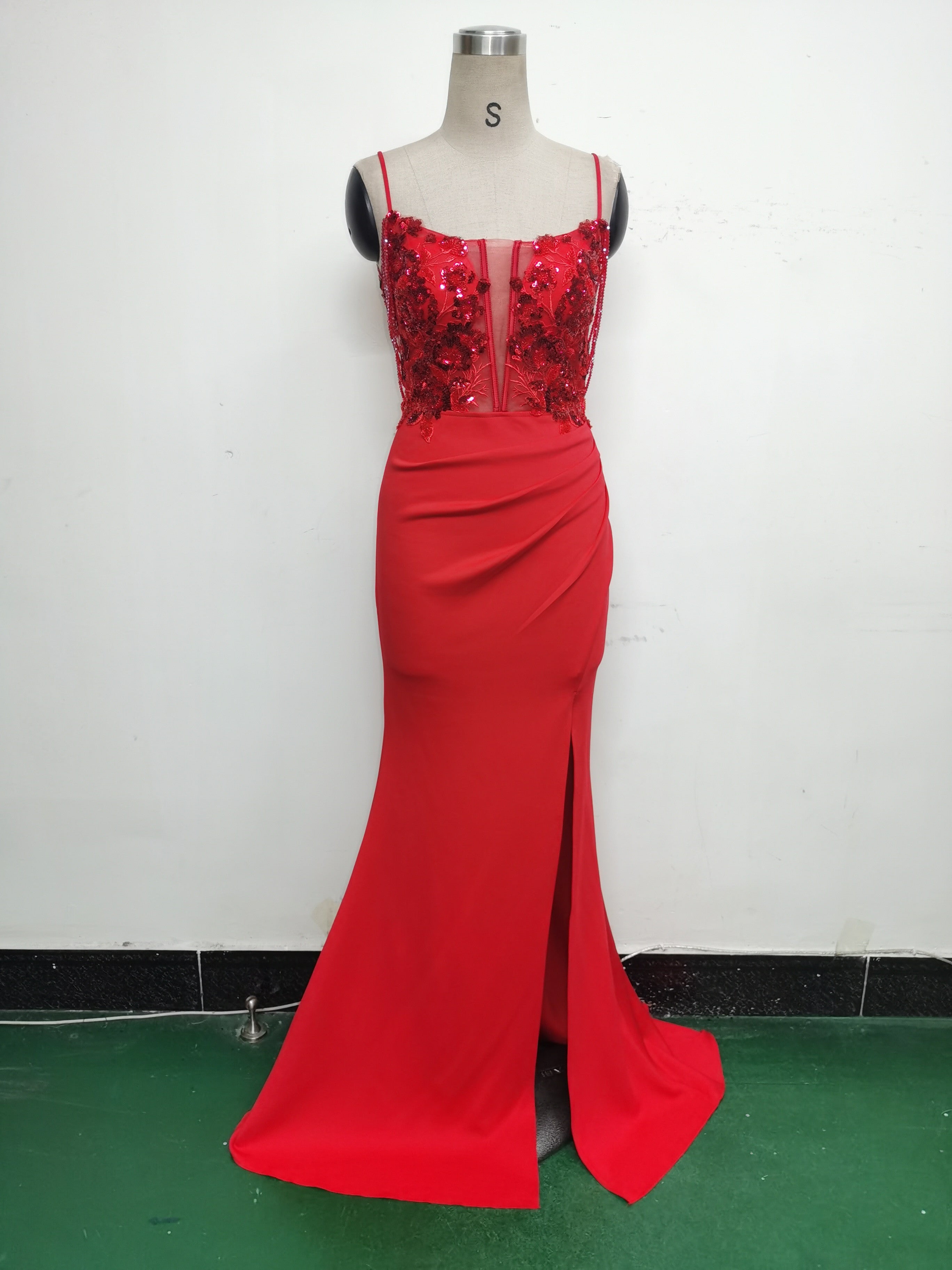 Women Fishbone Lace-Up Formal Formal Party Prom Strappy Sequin Evening Dress 26