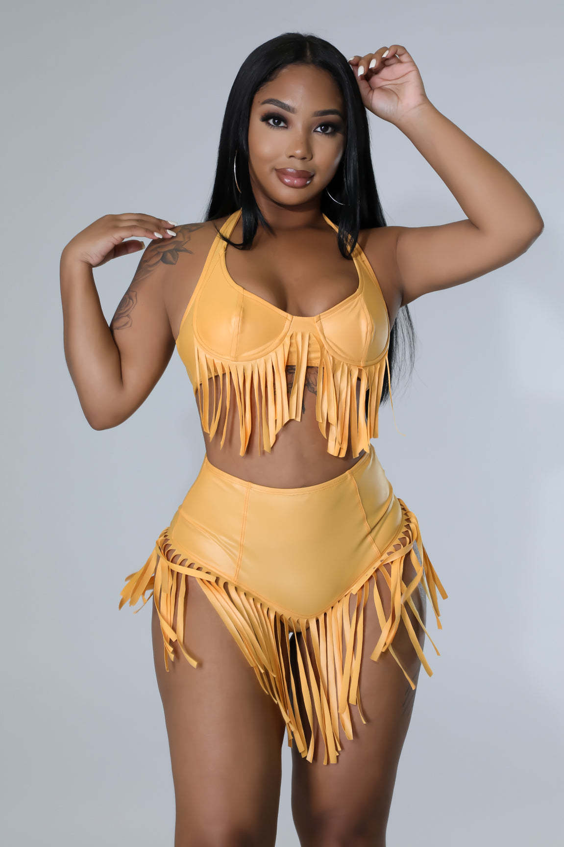 Summer women's fashion sexy nightclub clothes high waist tassel two piece Shorts Set