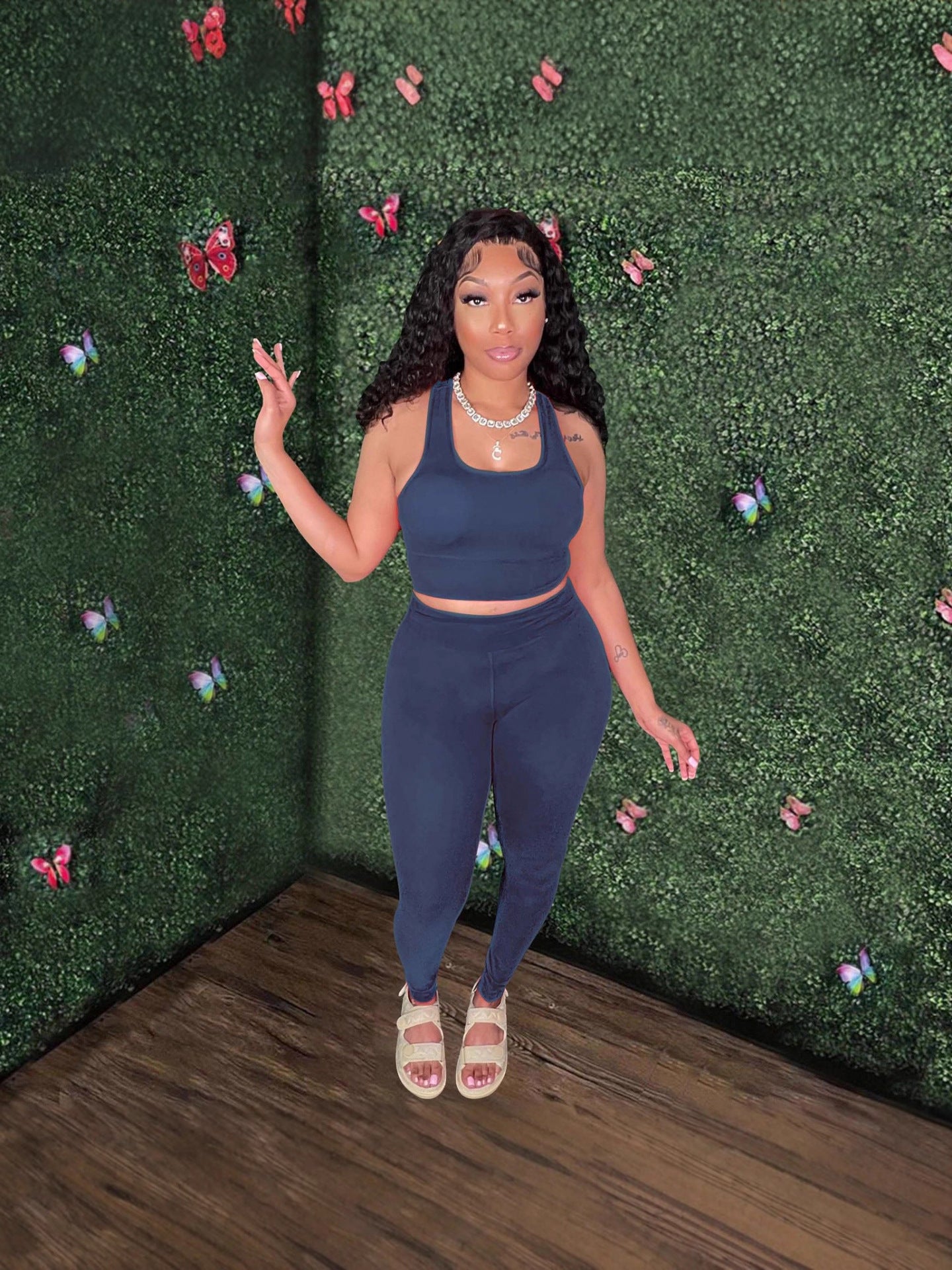 Women's Sexy Vest Outdoor Sports Tight Fitting Yoga Pants Two-Piece Set 7