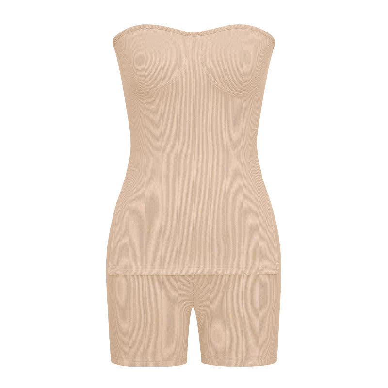 Knitting Ribbed Summer Solid Color Fashion Casual Suit 18