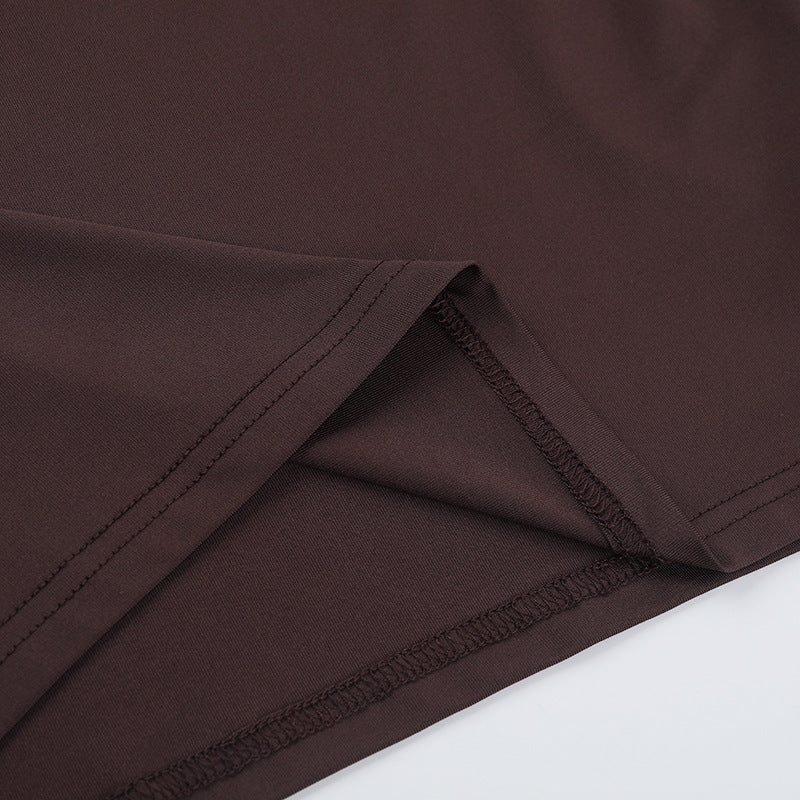 Women Round Neck Gathered Sexy Backless Bodycon Dress 14