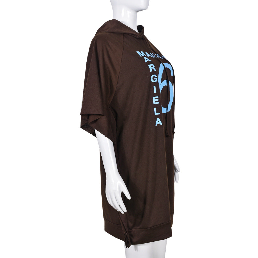 Summer Street Fashion Hooded Printed Loose Casual Dress For Women 5