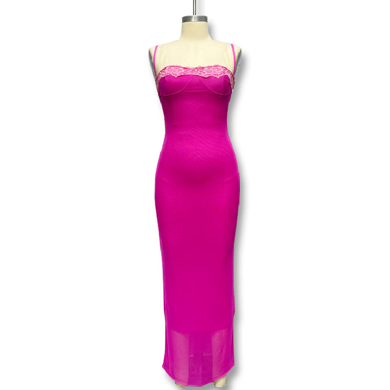 Summer Women Lace Lace Wrap Chest Strap Sexy Dress 15