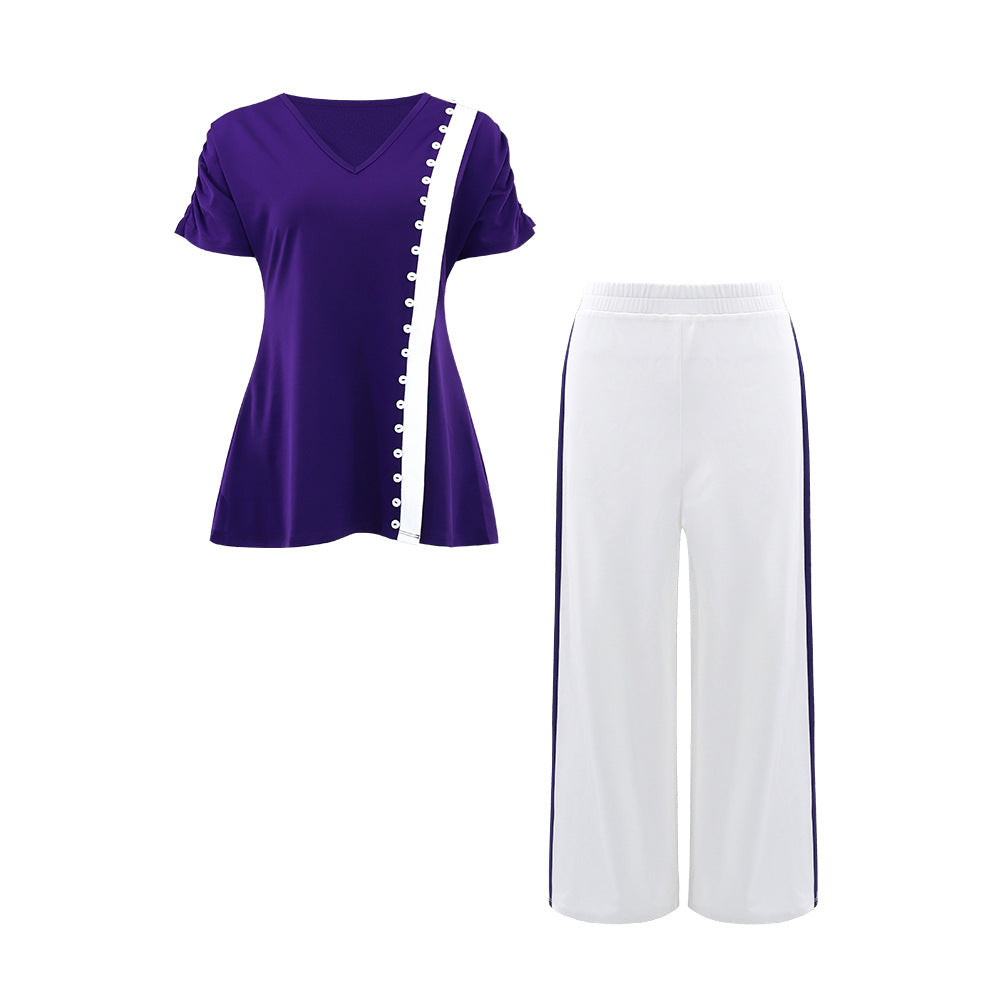 Women Casual Slit Top and High Waist PantsTwo Piece Set 8