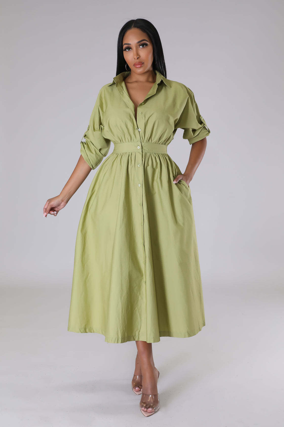 Women'S Dress Fashion Shirt Dress Tunic Loose Long Sleeve Long Dress 10