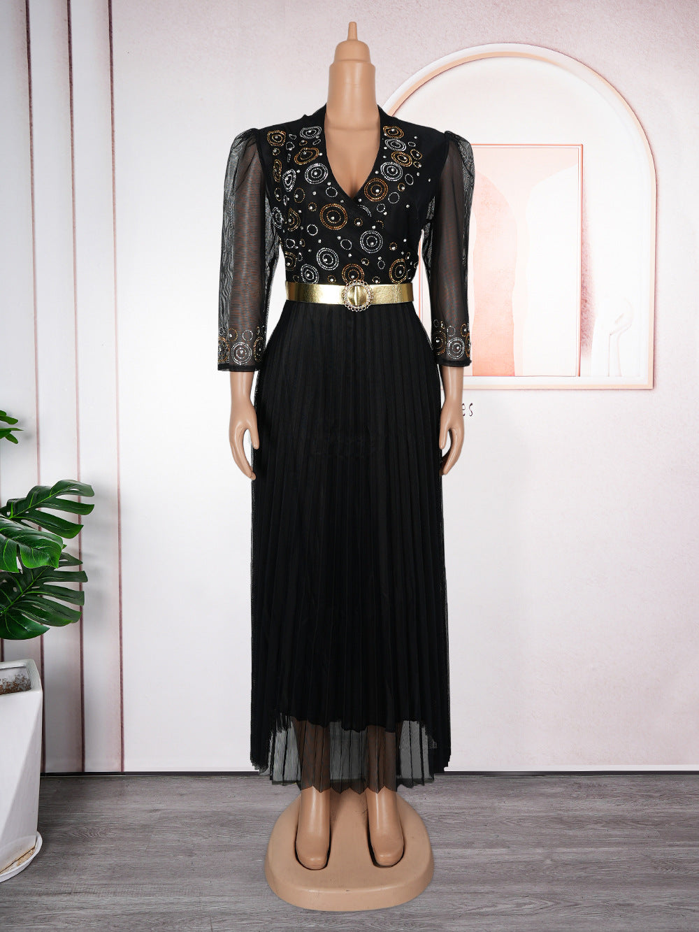 Beaded V-Neck Formal Party/Evening Dress African Plus Size Chic Elegant Dress for Women 11