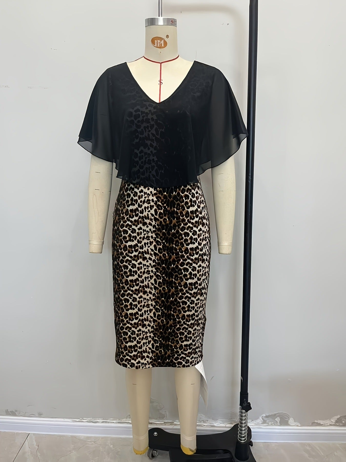 Women Chiffon Patchwork Stretchy Leopard Dress 7