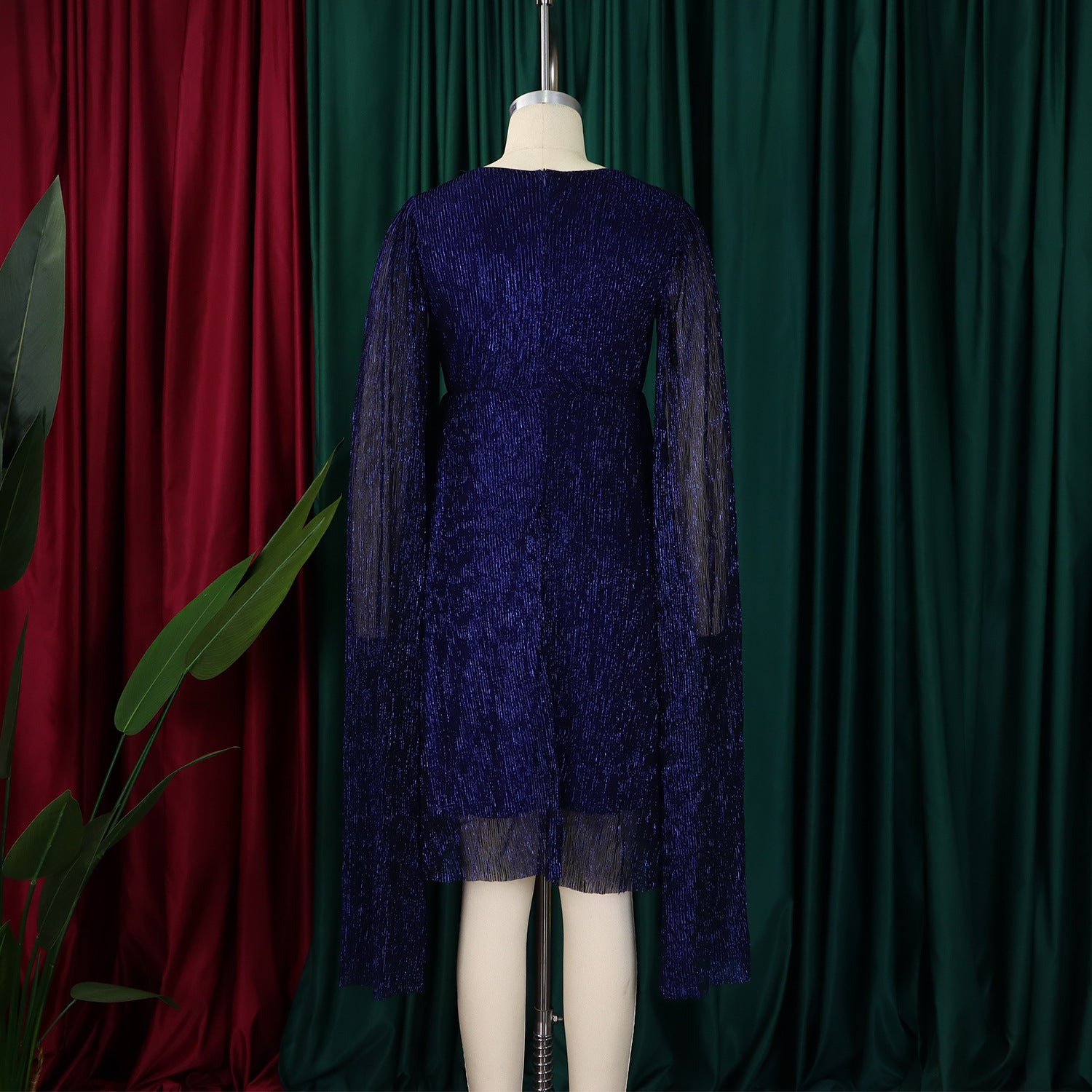 Women's Winter Fashion Chic Elegant V-Neck Long Sleeve Africa Evening Dress 20