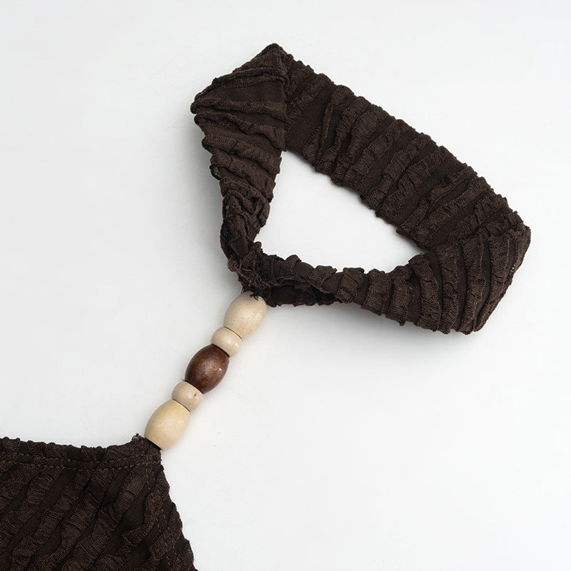 Women Strapless Sleeveless Backless Lace-Up Sexy Mini Dress 13