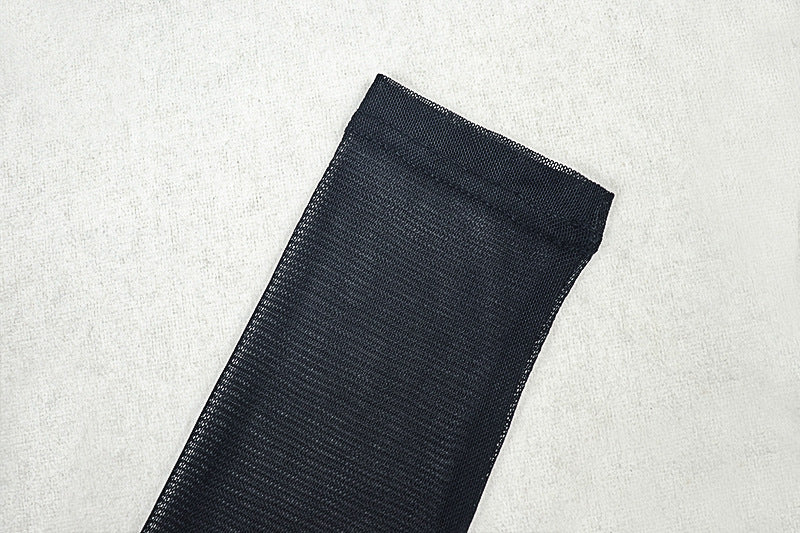 Women Slash Solid Turtleneck Mesh See-Through Long Sleeve Bodycon Dress 12