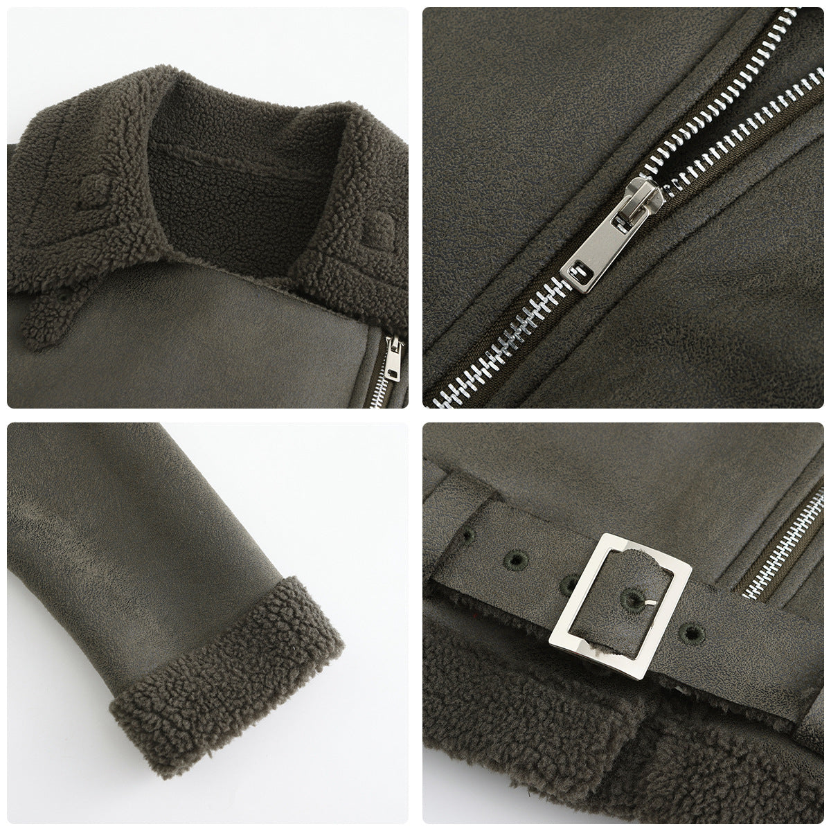 Autumn And Winter Fur Warm Women's Leather Jacket With Belt For Women Turndown Collar Coat 39