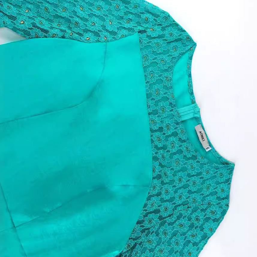 Women Elegant Lace Sleeve Formal Party Party Ruffle Dress 5