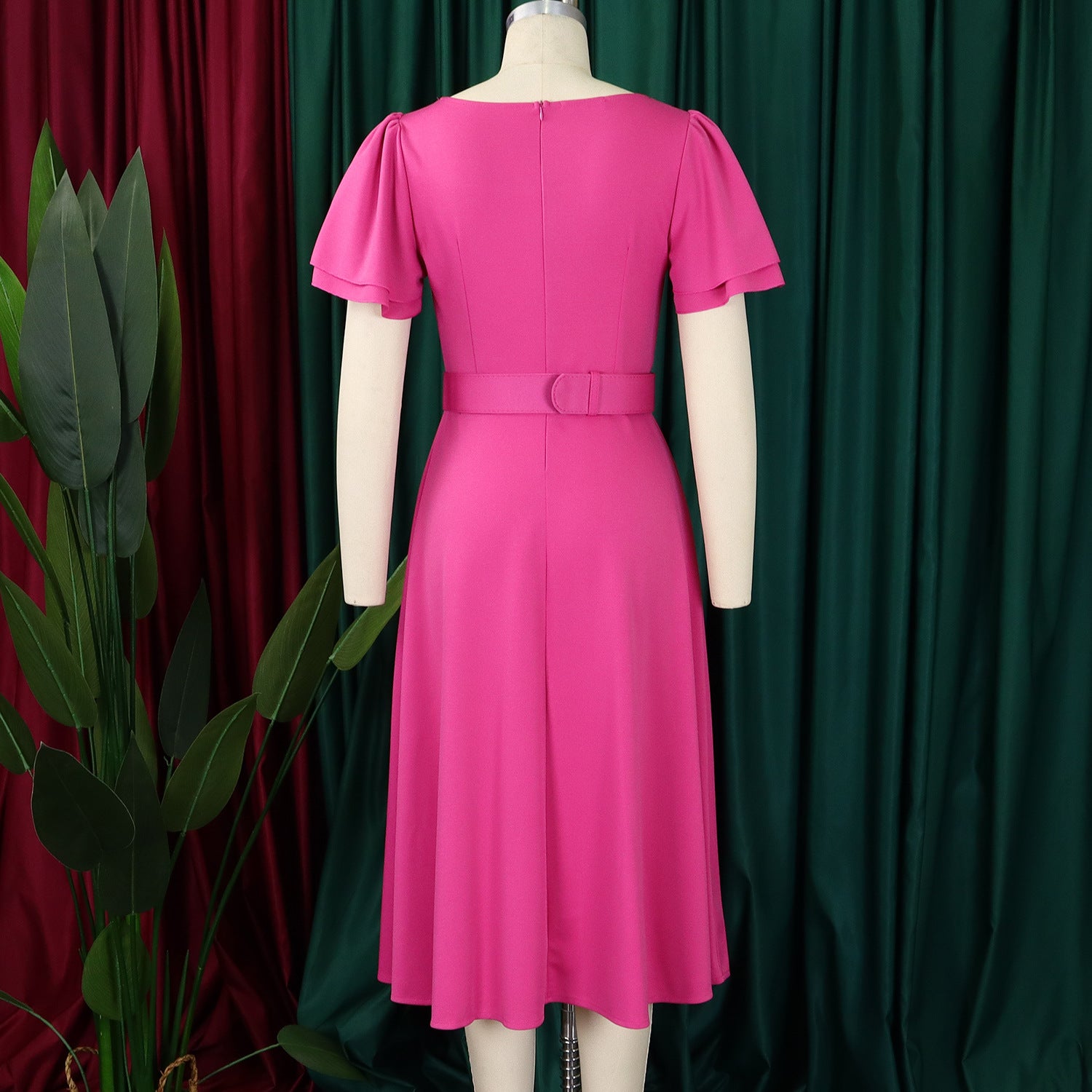 Bell Sleeve Square Neck High Waist Elegance Dress 11