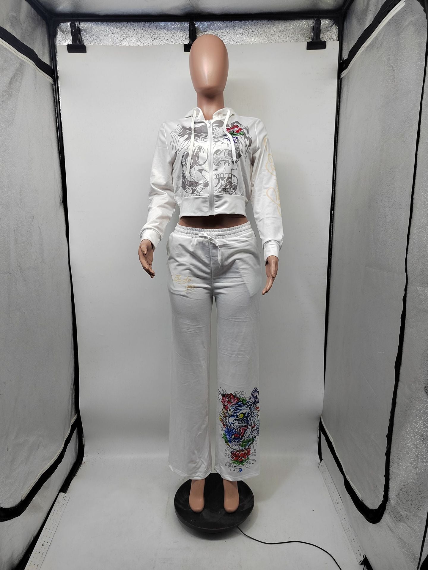 Women's Fashion Positioning Print Hoodies Casual Pants Two Piece Set 12