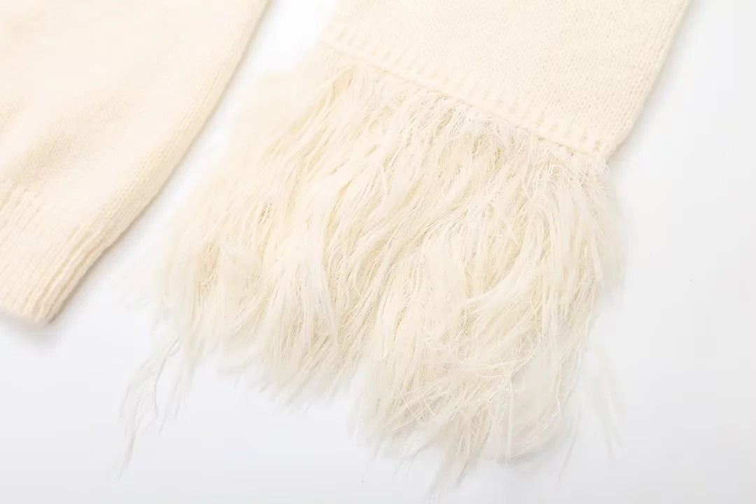 Women's Furry Patchwork Long Sleeve Button Knitting Cardigan 41