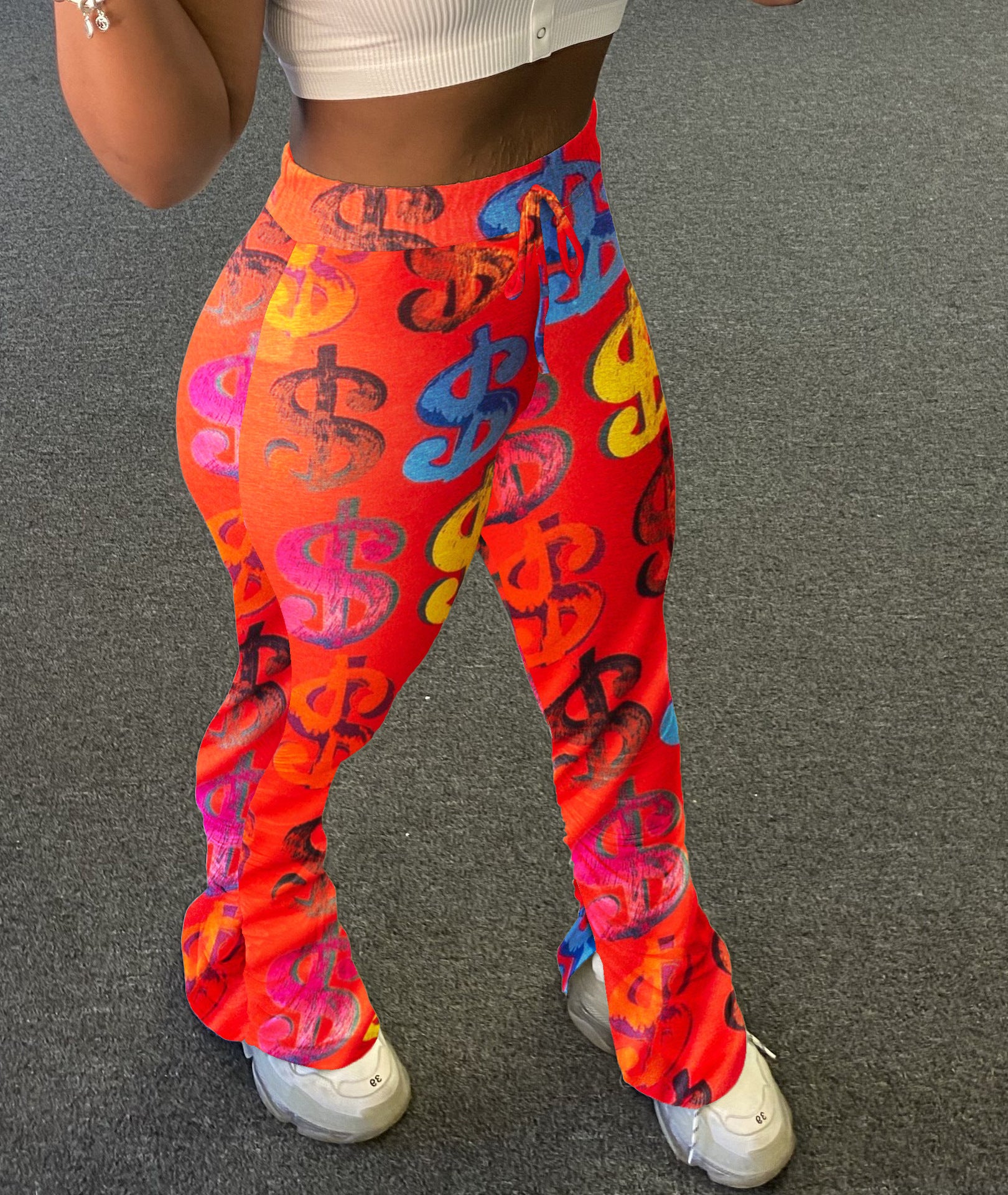 Women Casual printed pleated trousers 4