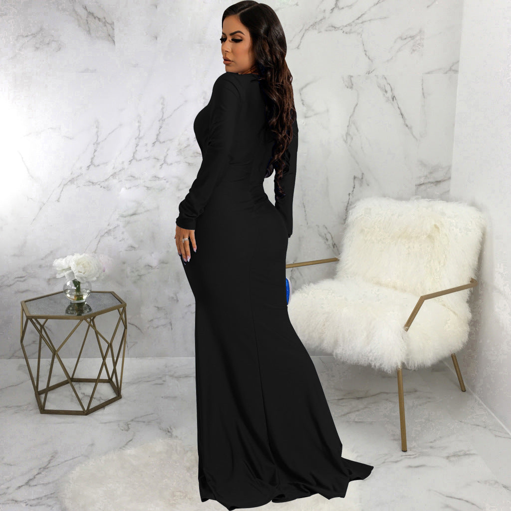 Sexy Fashion Solid Color Nightclub Irregular Wrinkled Dress 10