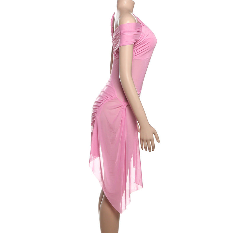 Women Spring Summer Sexy Off-Shoulder Bodycon Solid Dress 8