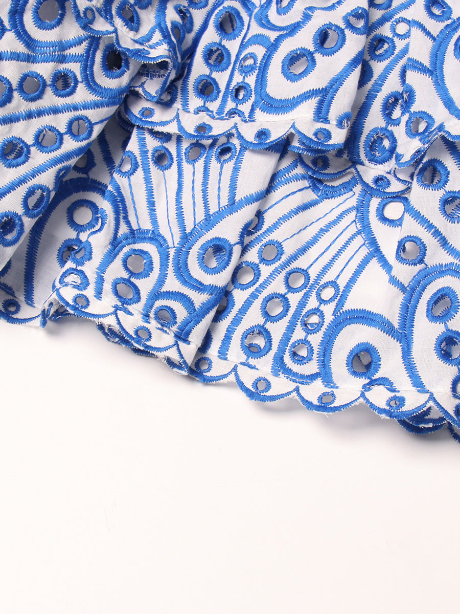 Bohemian Holiday Strapless Slim Waist Mini Cascading Ruffles Dress 10