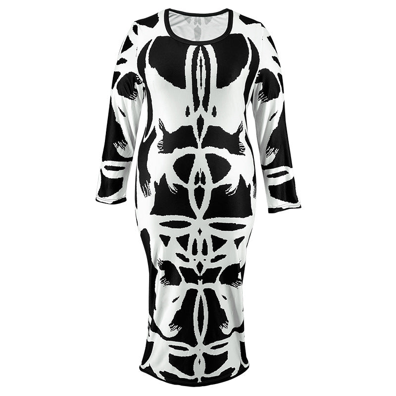 Plus Size Women's Sexy U Neck Long Sleeve Dress 6