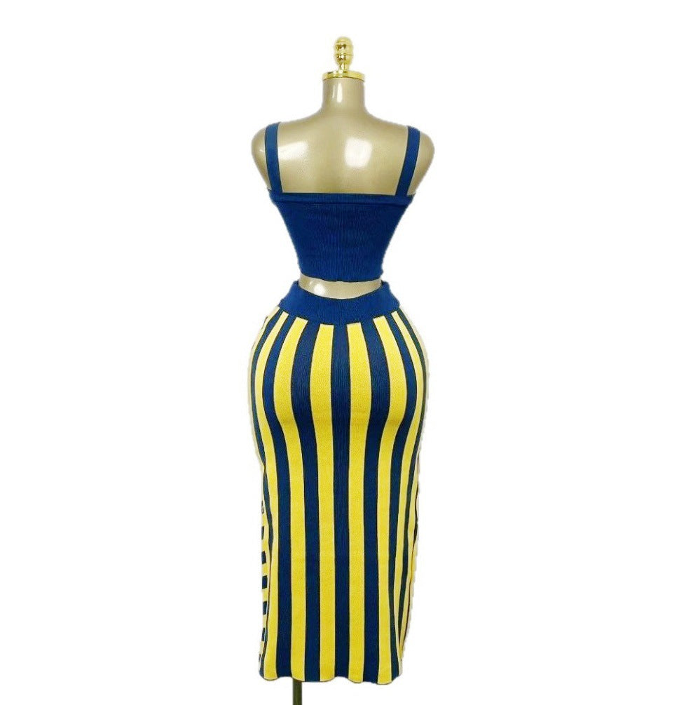 Summer Strap Vest & Slit Mini Skirt Set 11