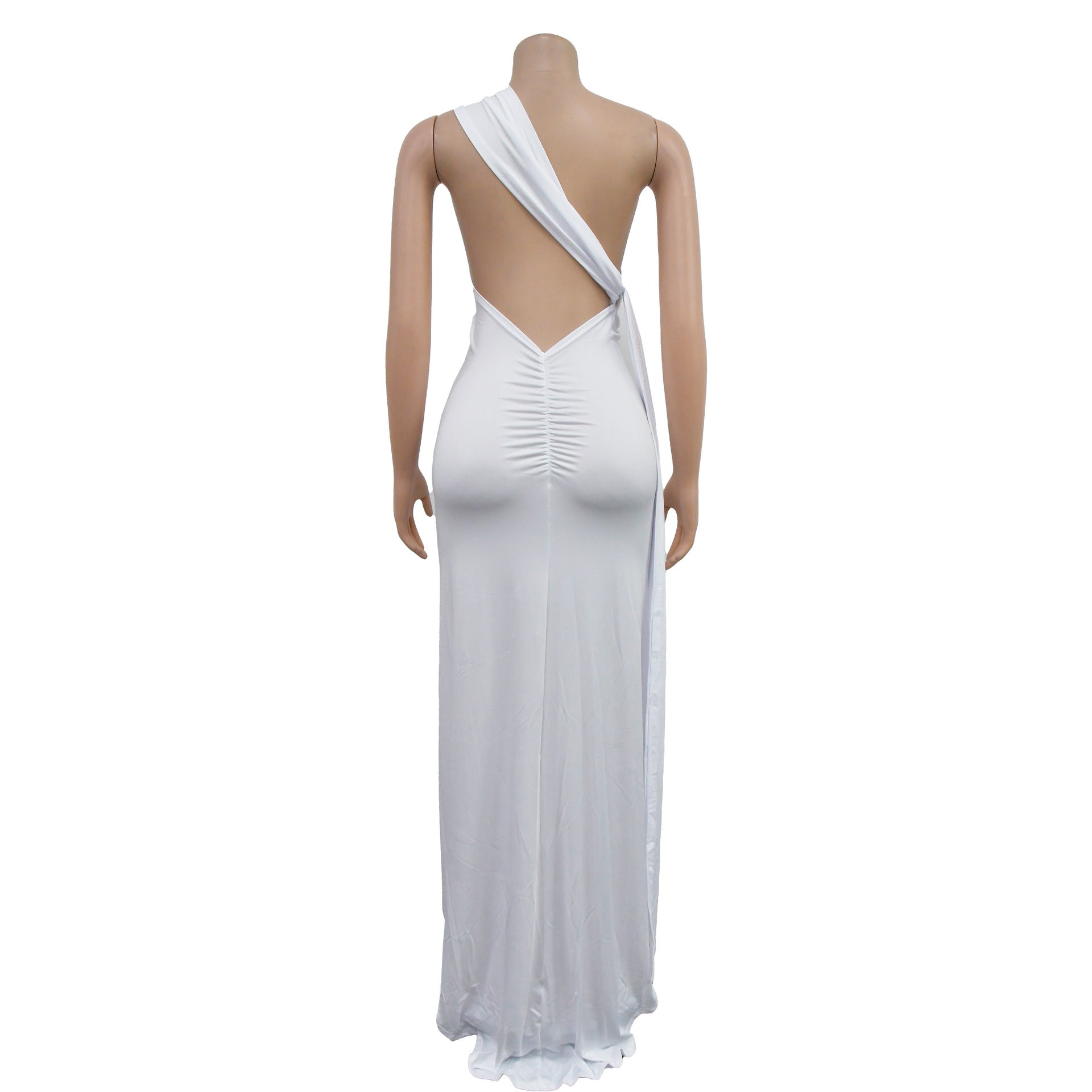 Women's Fashion Solid Color Low Back Pleated Irregular Maxi Dress For Women 25