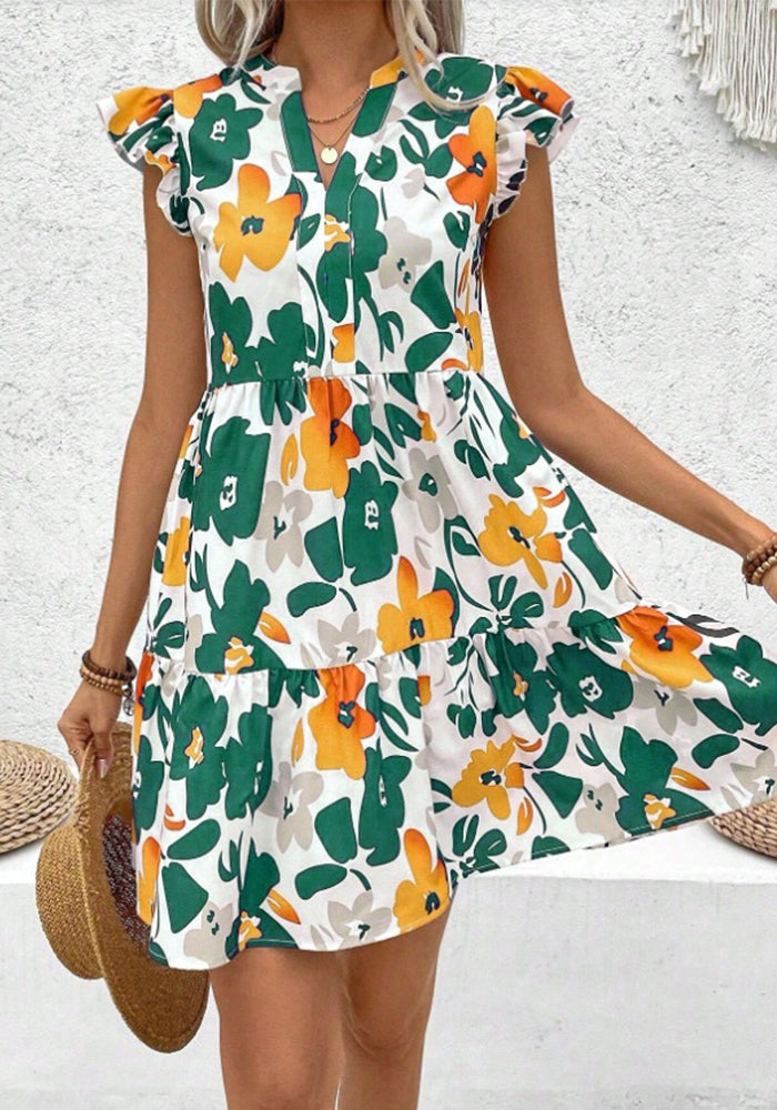 Women Summer Fashion Elegant Ruffle Edge Sleeveless Strap Dress