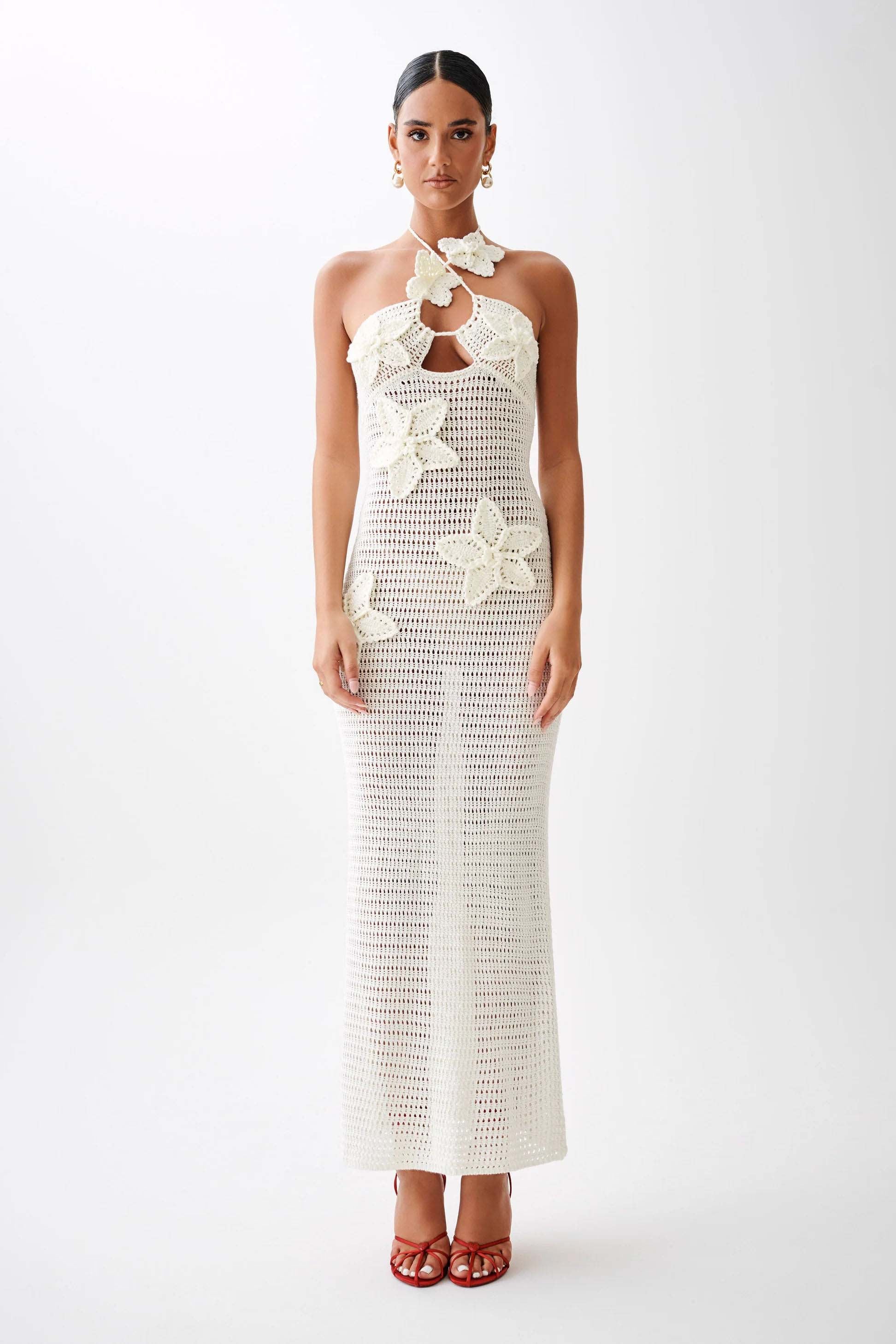 Spring Summer Strapless Beach Sexy Halter Tight Fitting Knitting Dress 4