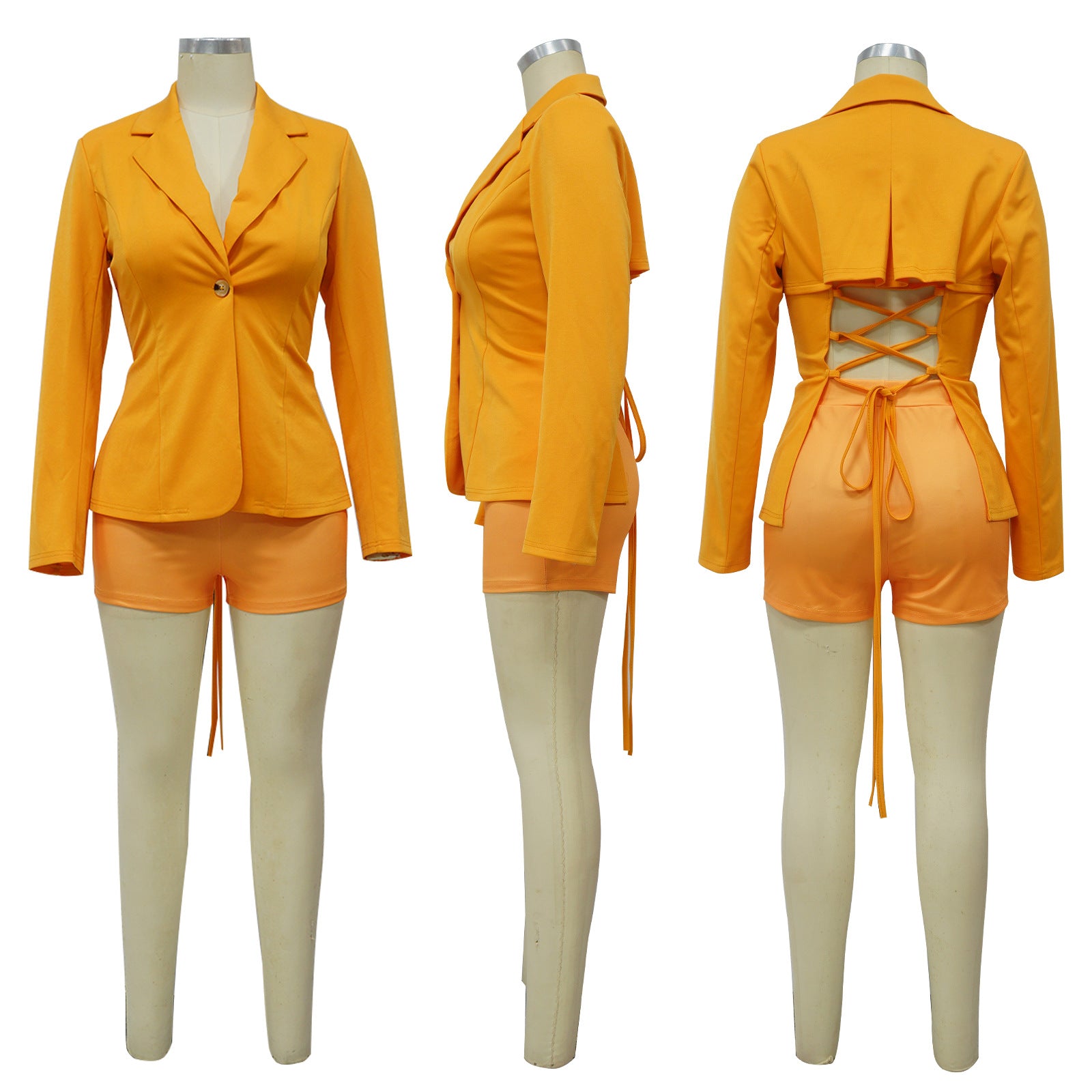 Fashion Women's Sexy V Neck Blazer Solid Color Long Sleeve Coat 20