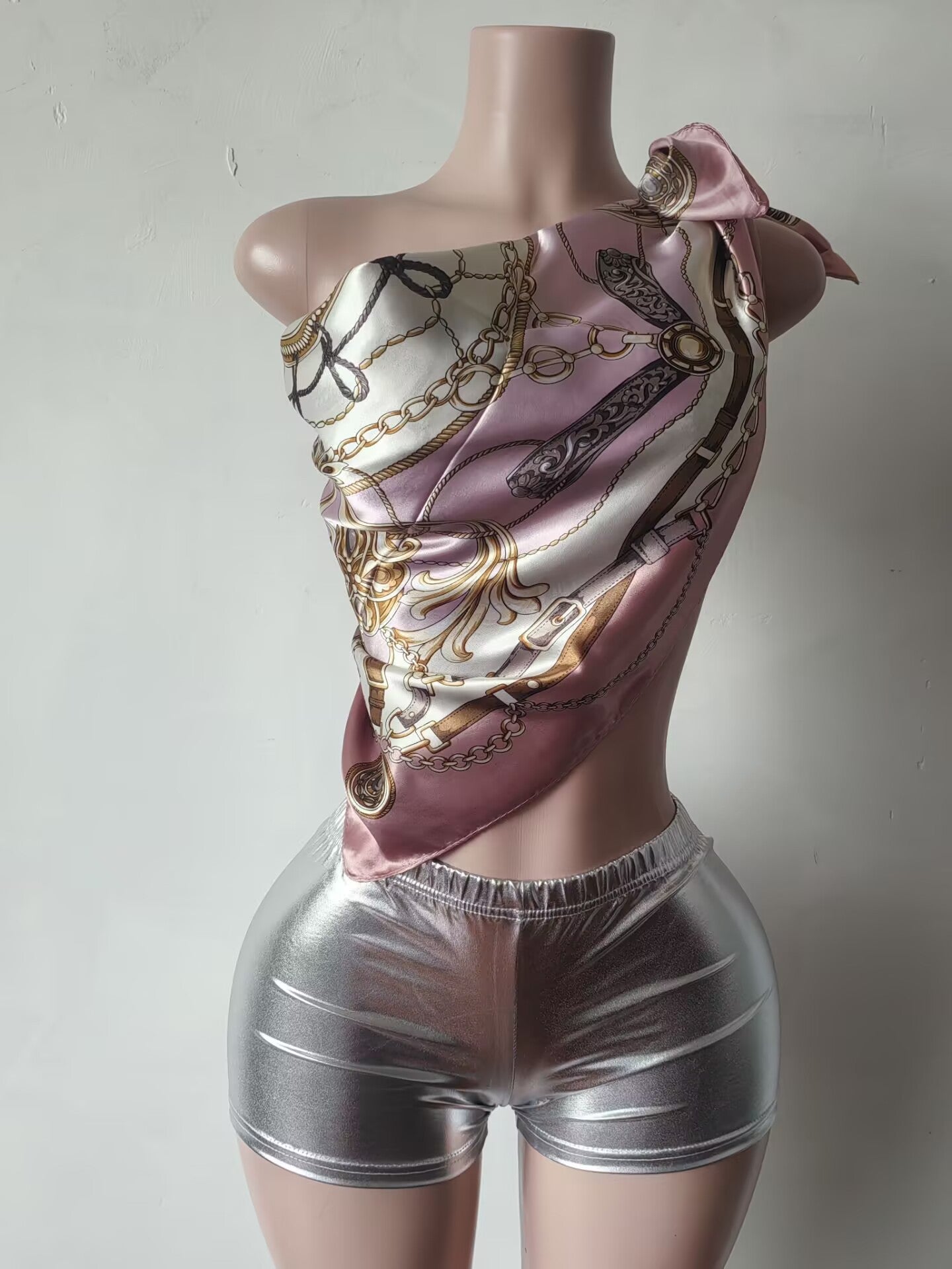 Women Casual Strapless Suspender Printed Top Shorts/Cropped Pants Two-piece Set 17