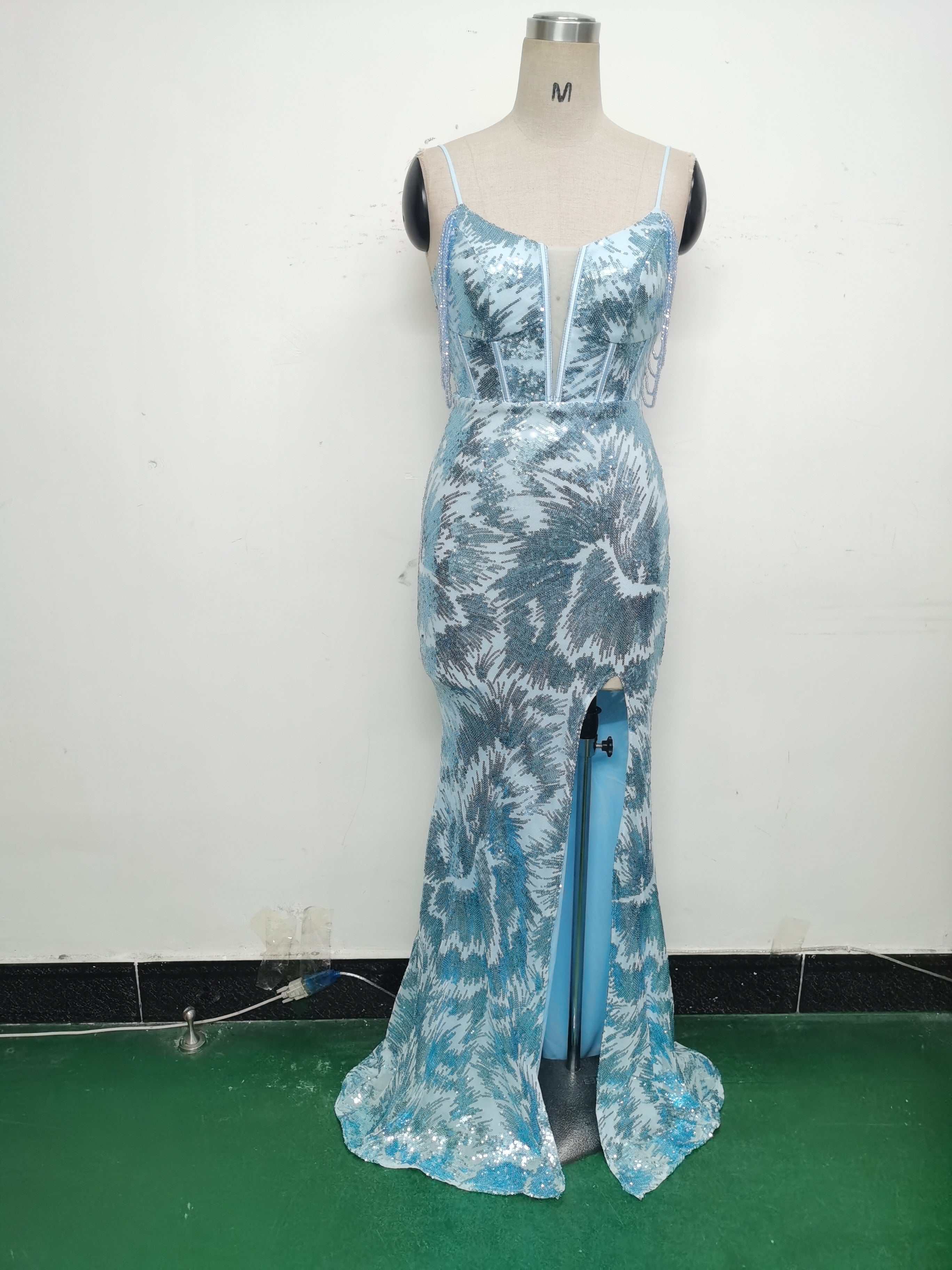 Women cross Lace-Up fishtail evening dress Formal Party evening dress 68