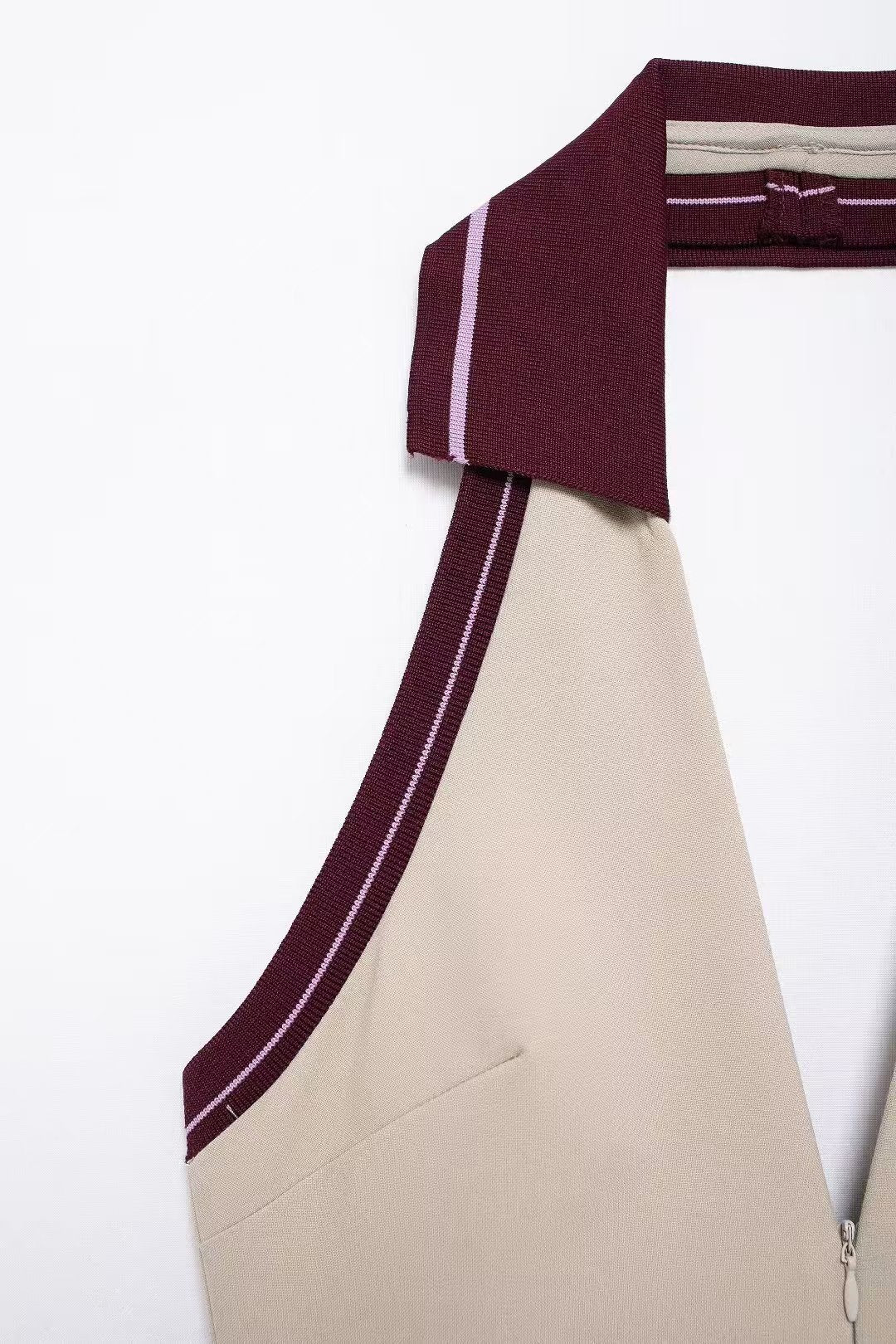 Women Ribbed Patchwork Halter Neck Backless Dress 11