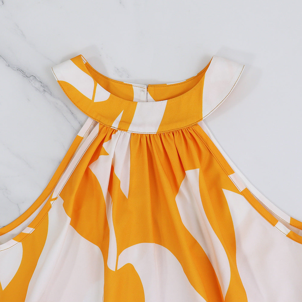 Women Print Halter Neck Summer Elegant Dress 6