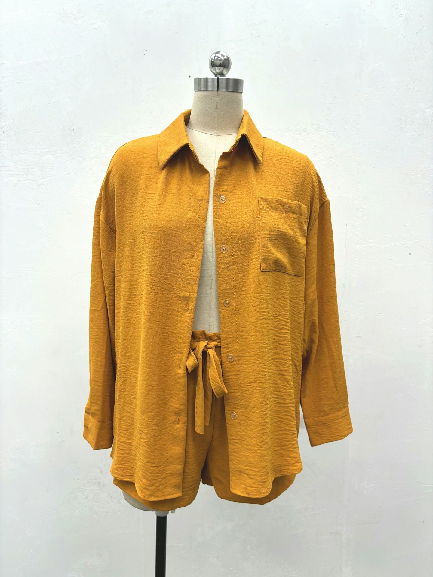 Women Casual Tie-Drawstring Summer Shirt and Shorts Two-Piece Set 19